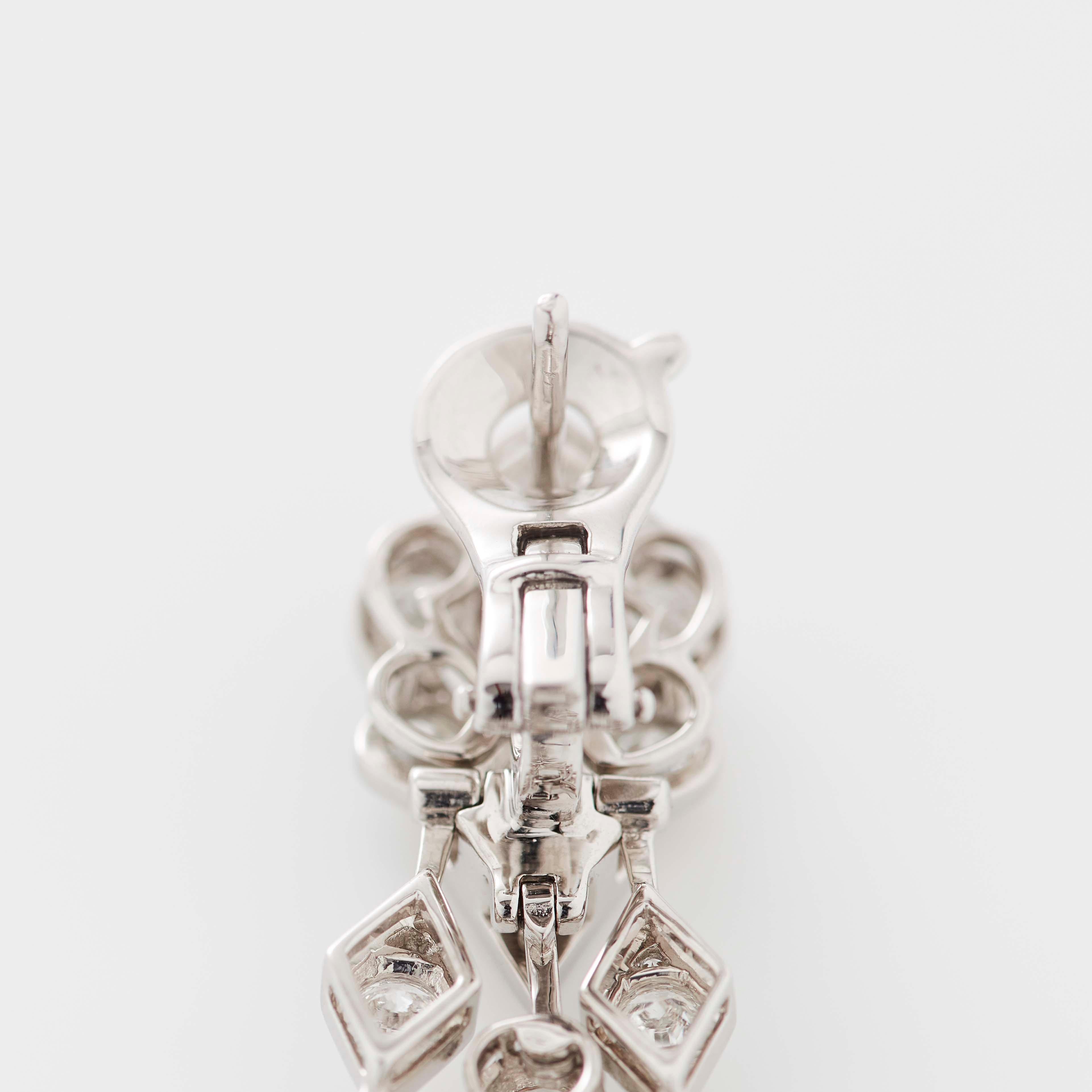 Garrard 'Albemarle' 18 Karat White Gold White Diamond Chandelier Earrings For Sale 5