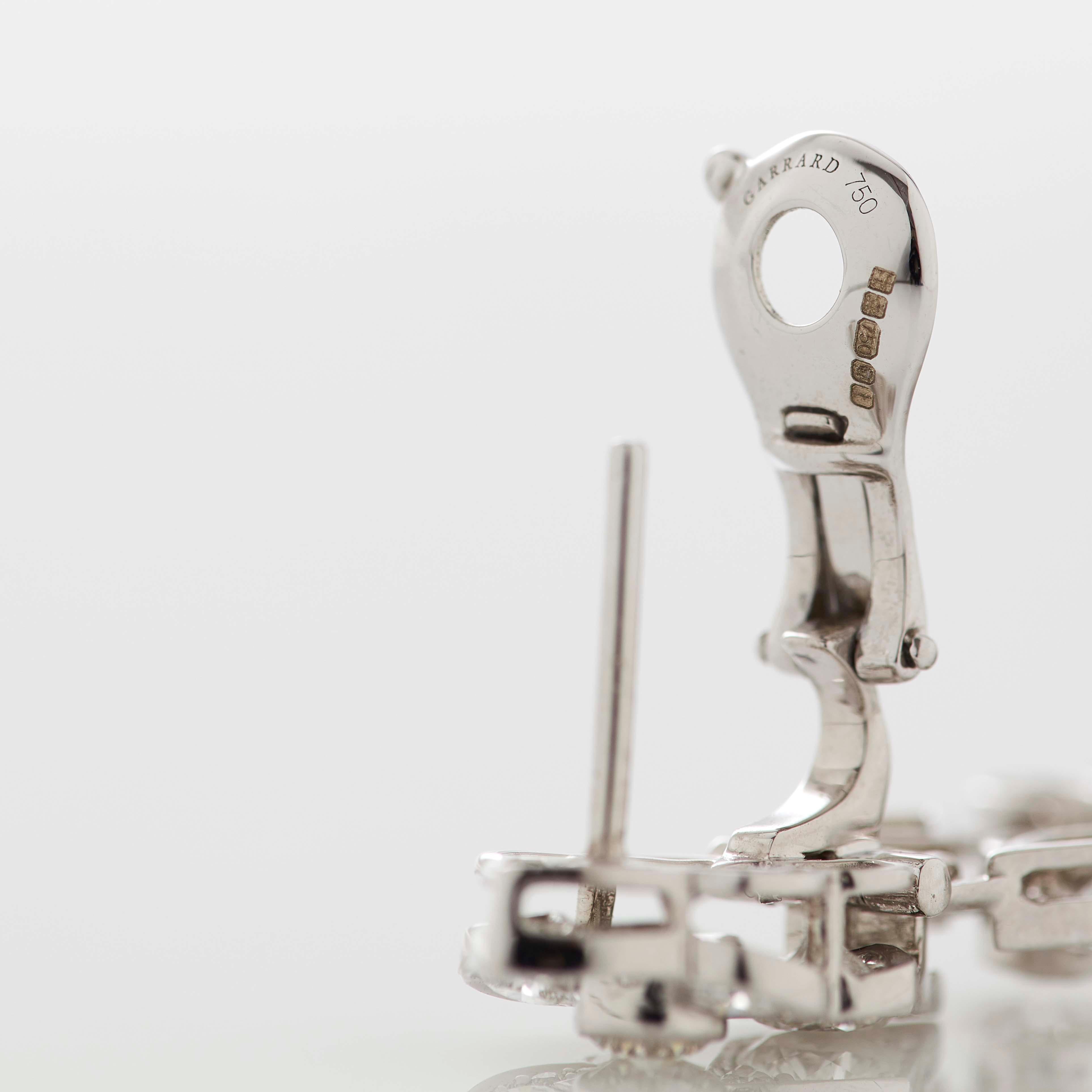 Modern Garrard 'Albemarle' 18 Karat White Gold White Diamond Chandelier Earrings For Sale