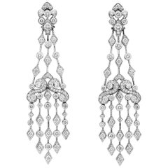Garrard 'Albemarle' 18 Karat White Gold White Diamond Chandelier Earrings