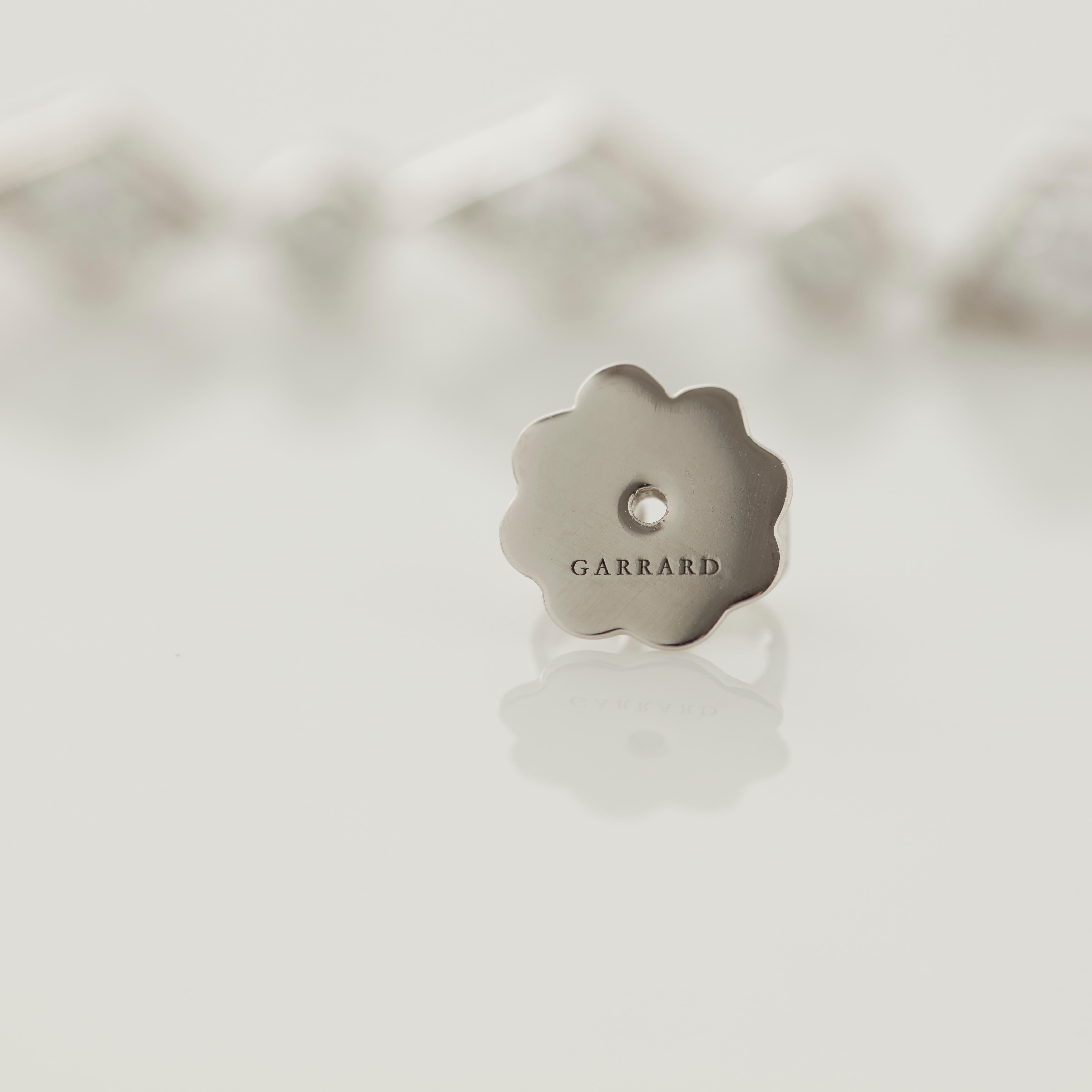 Garrard 'Albemarle' 18 Karat White Gold White Diamond Drop Earrings For Sale 3