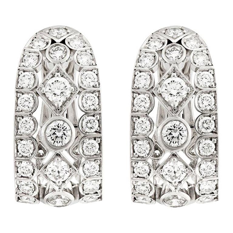 Garrard 
Albemarle
 18 Karat White Gold White Diamond Wrap Earrings For Sale
