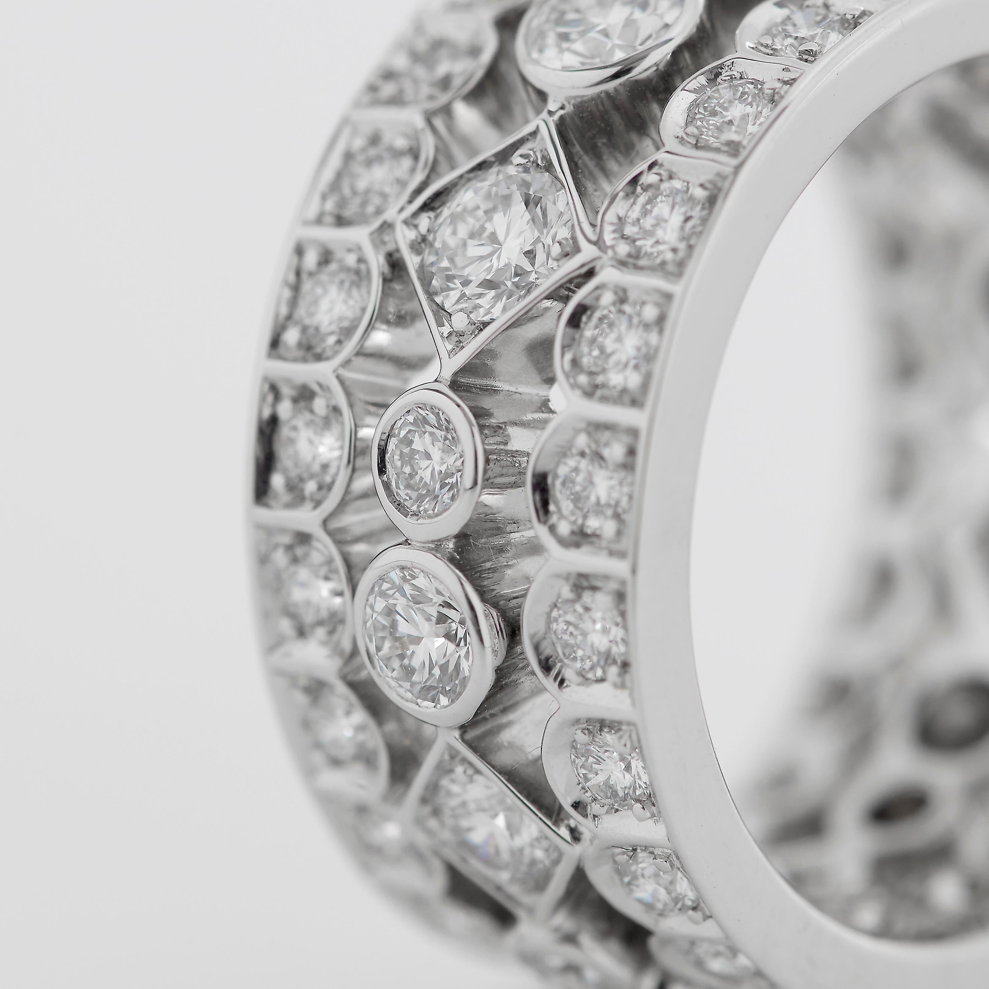 Garrard 'Albemarle' 18 Karat White Gold White Diamond Wide Ring In New Condition For Sale In London, London