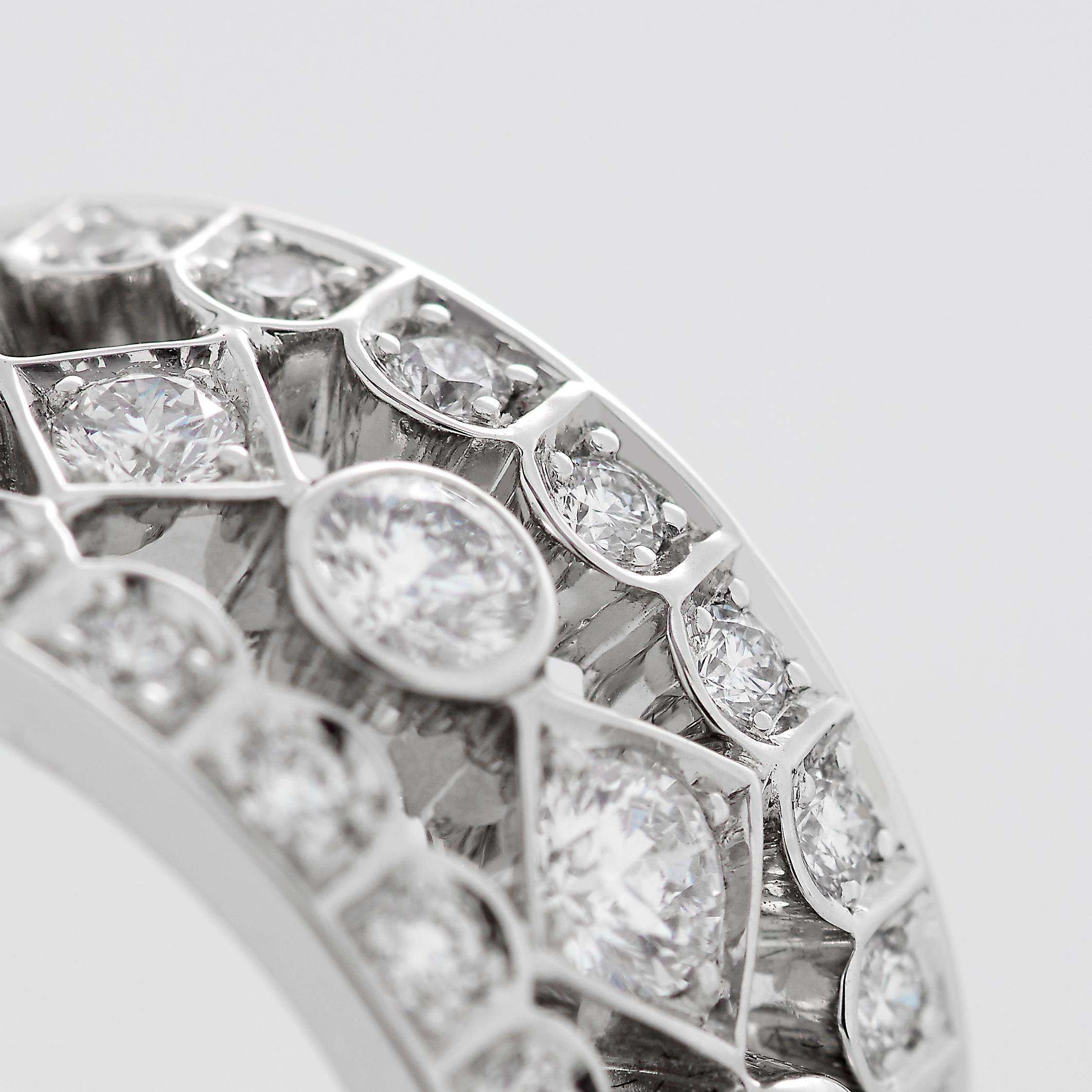 Garrard 'Albemarle' 18 Karat White Gold White Diamond Wide Ring For Sale 1