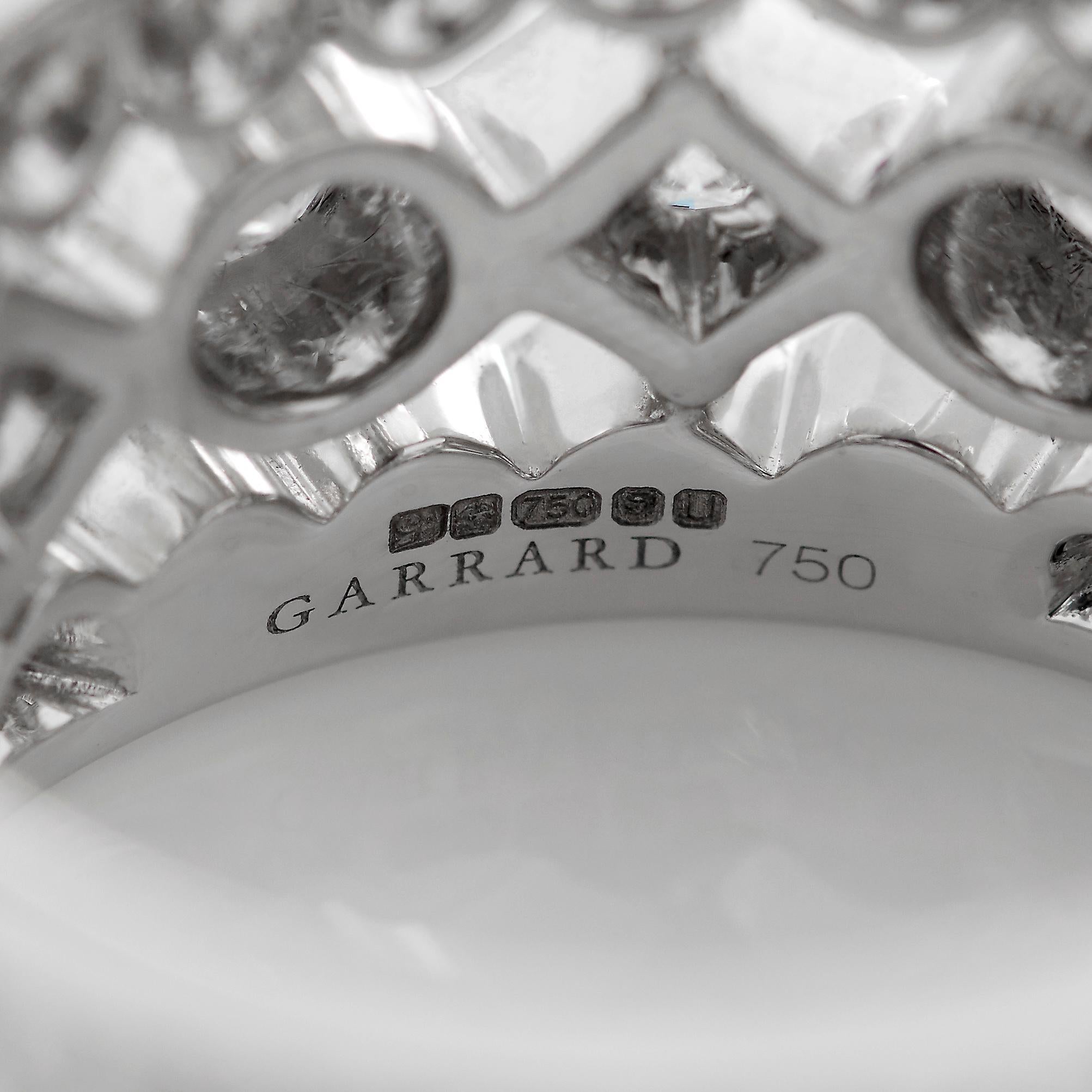 Garrard 'Albemarle' 18 Karat White Gold White Diamond Wide Ring For Sale 2