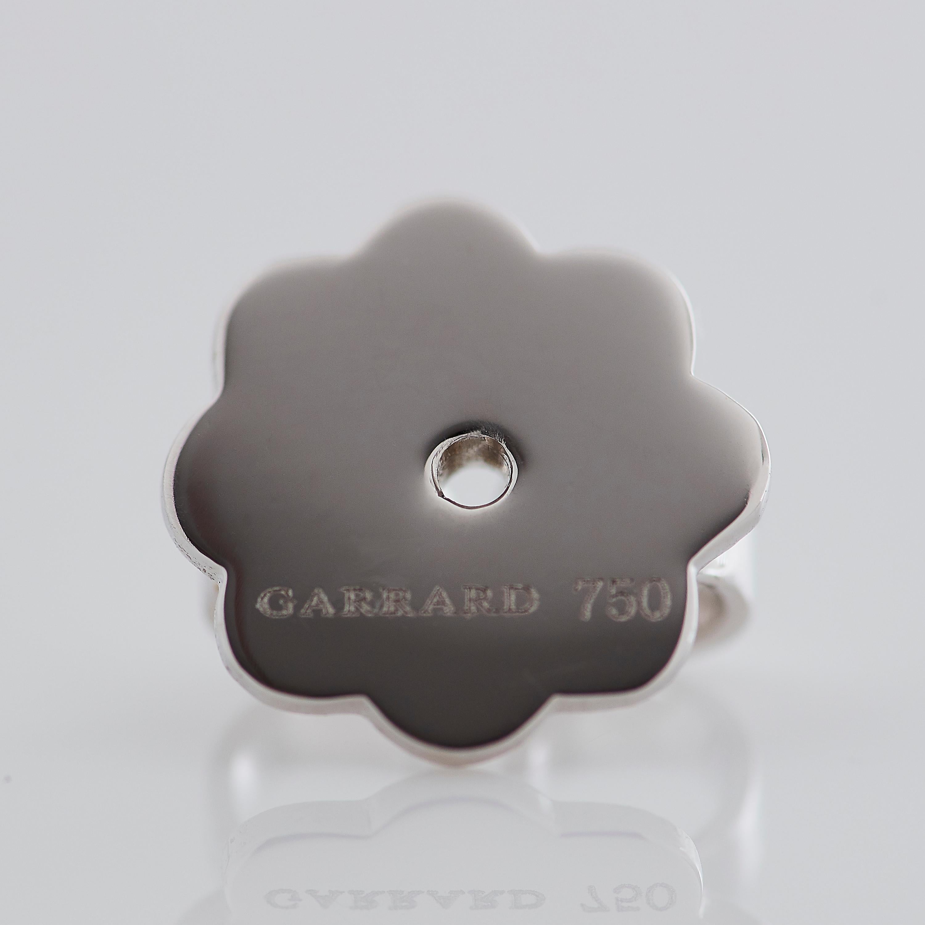 Garrard 'Aloria' 18 Karat White Gold Calibre Cut Aquamarine Diamond Earrings For Sale 11