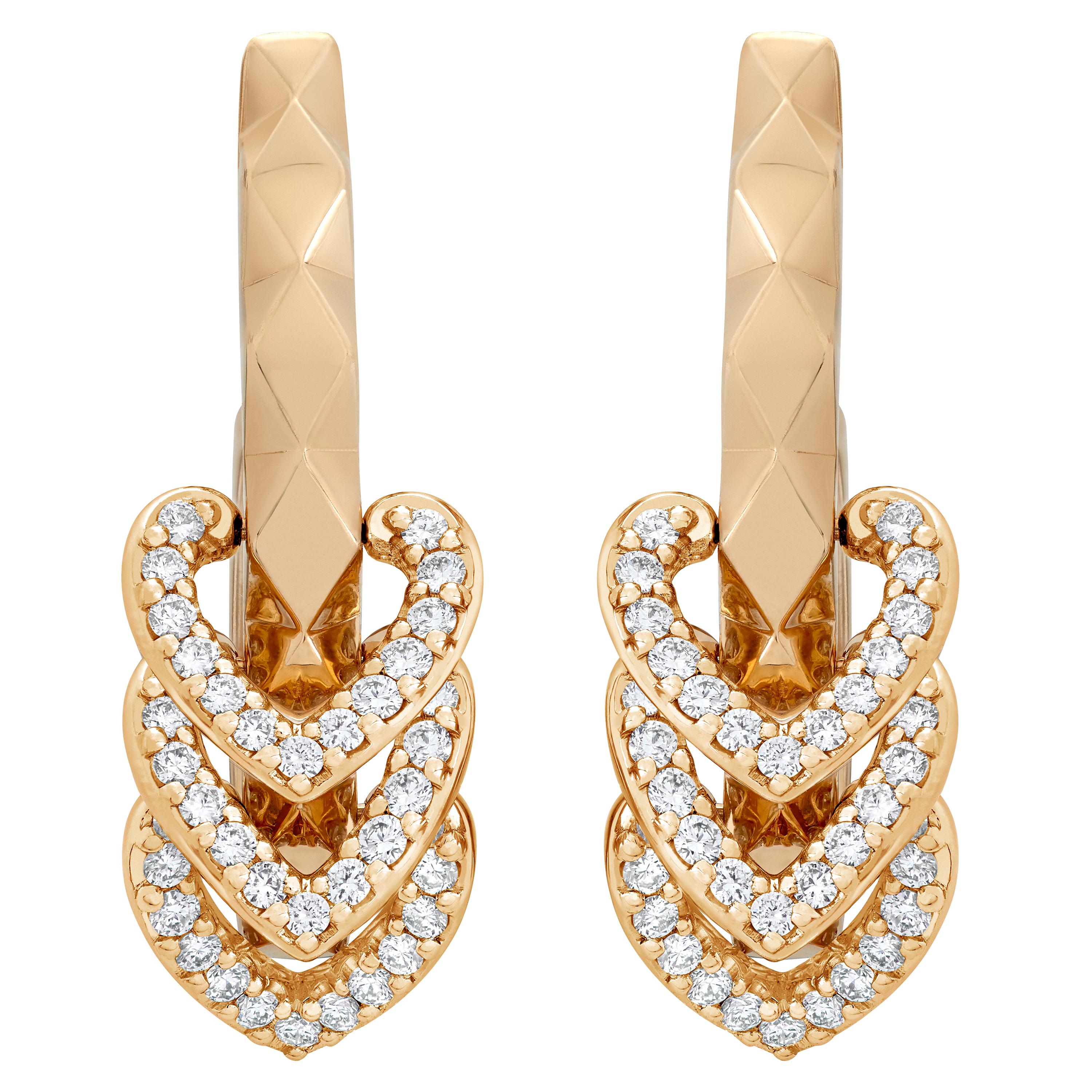Garrard 'Aloria' 18 Karat Yellow Gold White Diamond Enamel Reversable Earrings For Sale