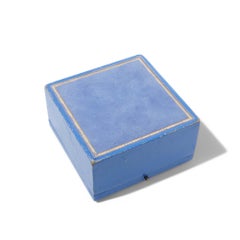 Garrard Blue Leather Bracelet Box with Gold Branding, 20th Century