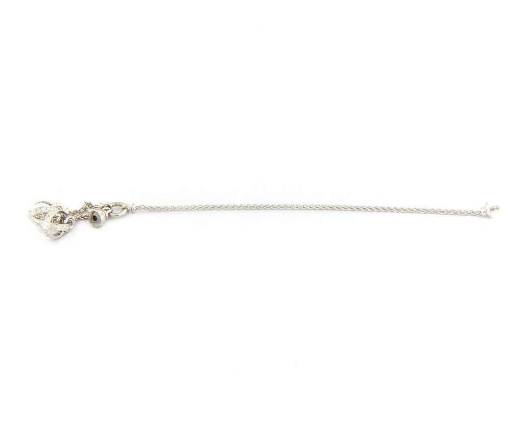 Round Cut Garrard Chain Link Diamond Angel Sphere Bracelet in 18K White Gold For Sale