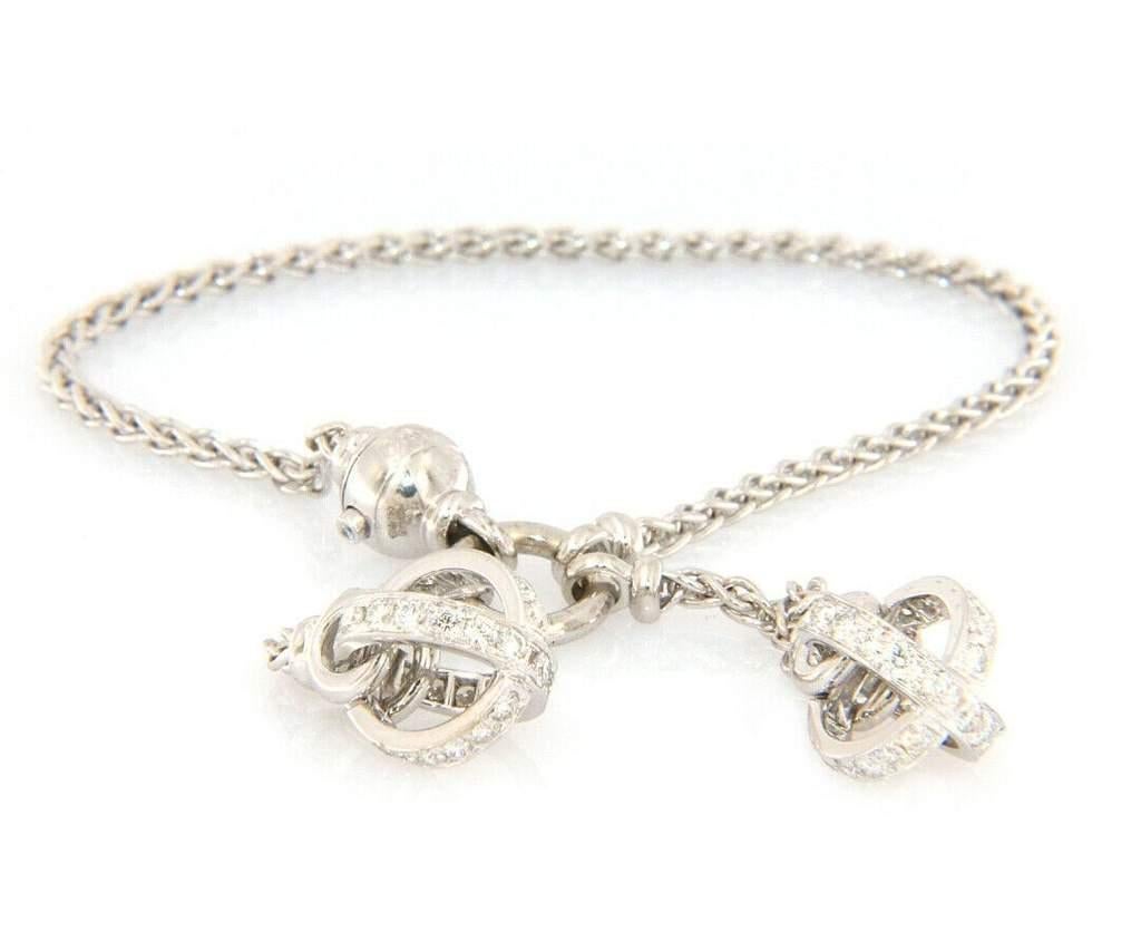 Garrard Chain Link Diamond Angel Sphere Bracelet in 18K White Gold In Excellent Condition For Sale In Vienna, VA