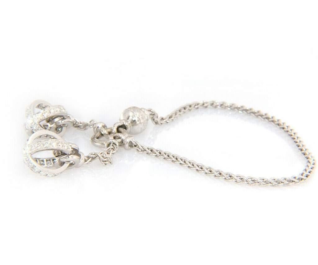 Women's Garrard Chain Link Diamond Angel Sphere Bracelet in 18K White Gold For Sale
