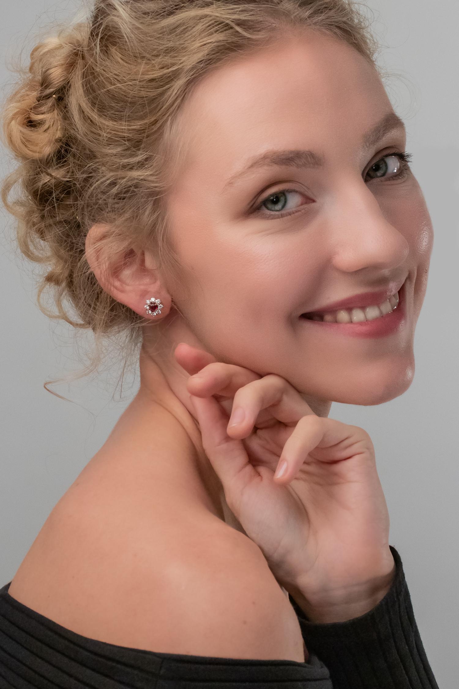 Brilliant Cut Garrard & Co 0.60ct Ruby and Diamond Earrings For Sale