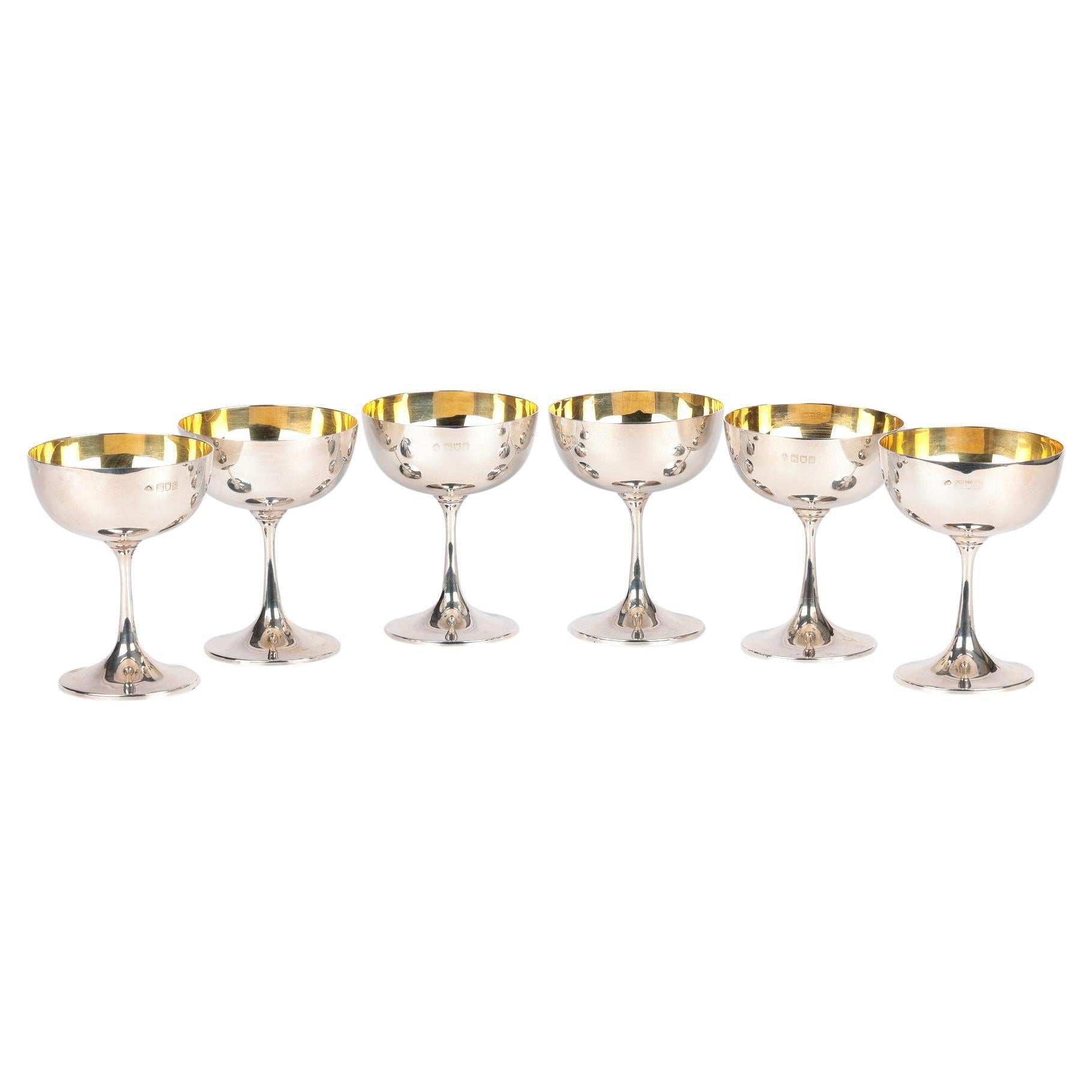 Garrard & Co Juego de seis copas de plata Art Nouveau de Hancocks & Co. en venta