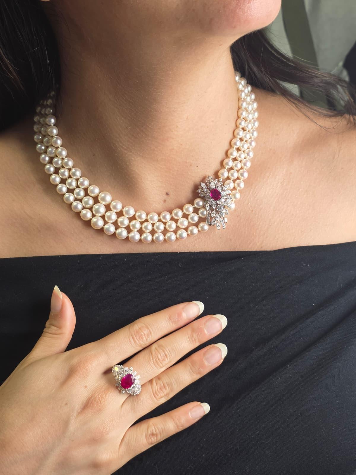 GARRARD & CO. Anillo Cóctel Oro 18Kt Con 4,65 Cts Diamantes Y Rubí Birmano GIA Art Decó en venta