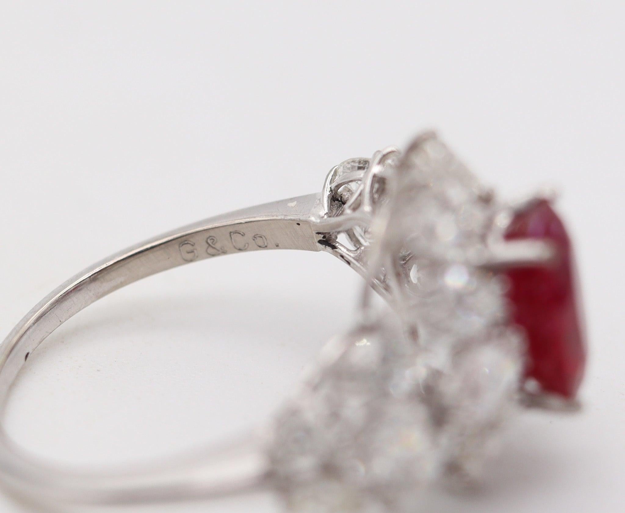 GARRARD & CO. Anillo Cóctel Oro 18Kt Con 4,65 Cts Diamantes Y Rubí Birmano GIA en venta 1