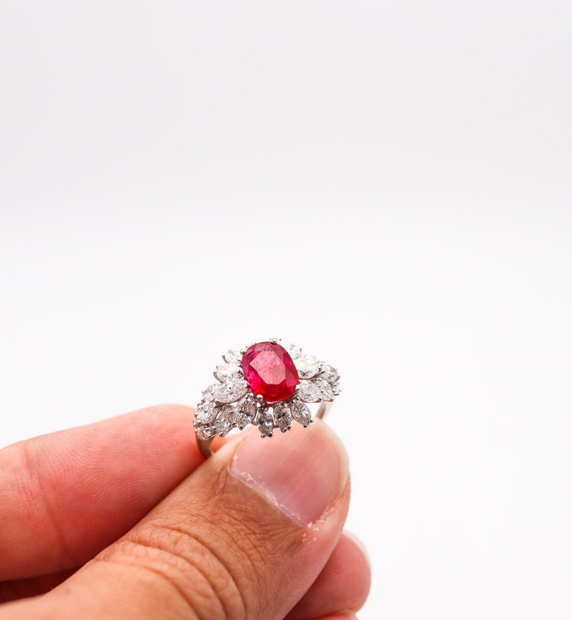 GARRARD & CO. Anillo Cóctel Oro 18Kt Con 4,65 Cts Diamantes Y Rubí Birmano GIA en venta 3