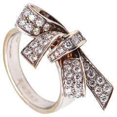 GARRARD & CO. French Ritz Bow Cocktail Ring 18Kt White Gold With VS Diamonds