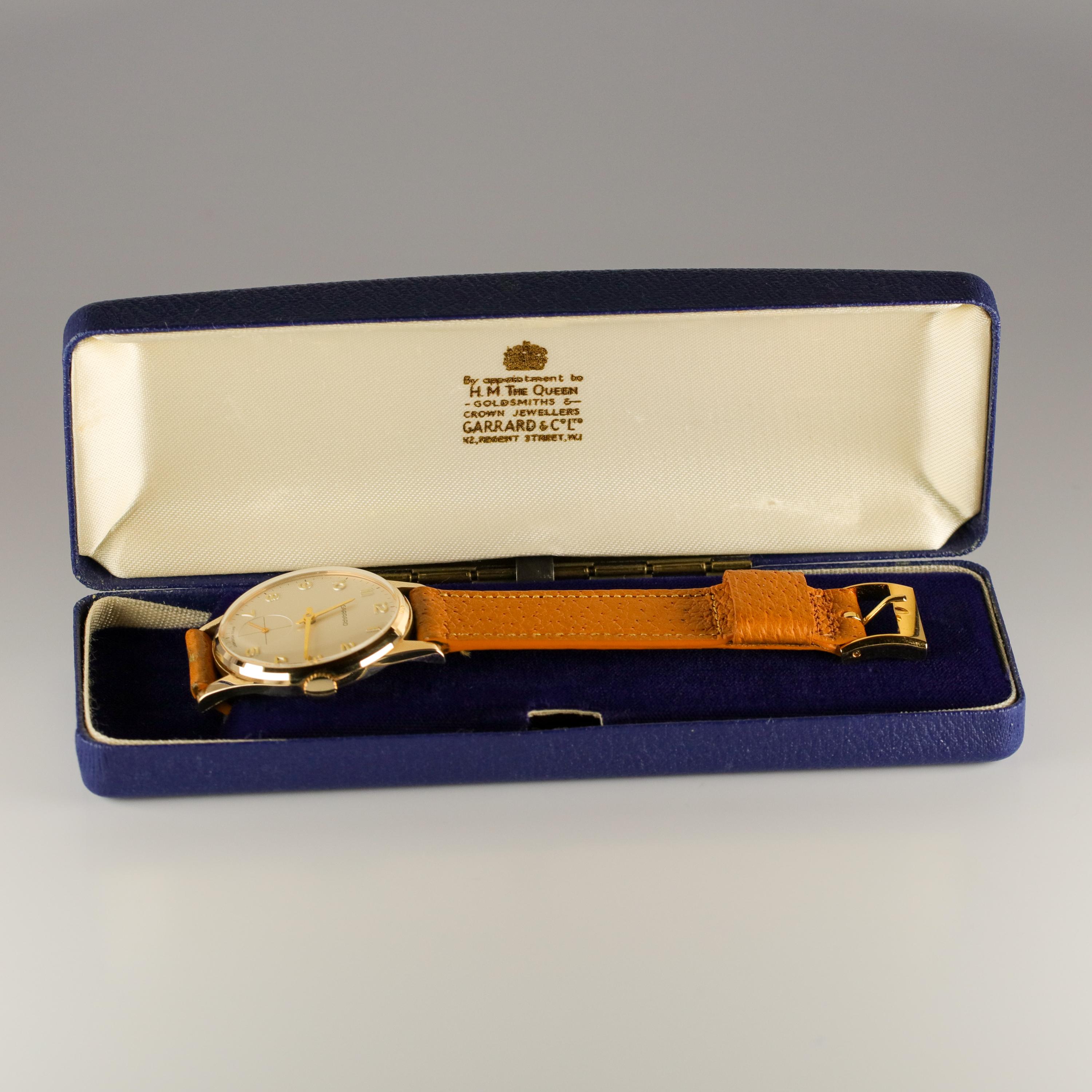 Garrard & Co. Gold Wristwatch Mint Condition Unworn with Box, circa 1988 7