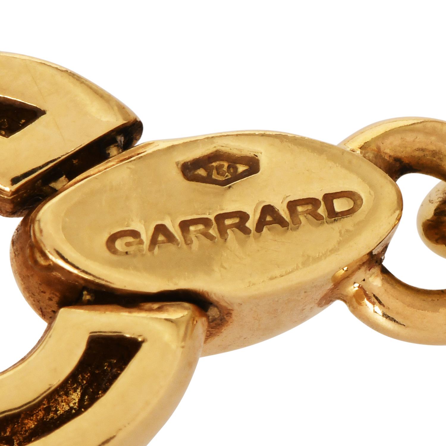 Garrard Co London 18K Gold Fleur De Lis Rolo Chain Necklace For Sale 5