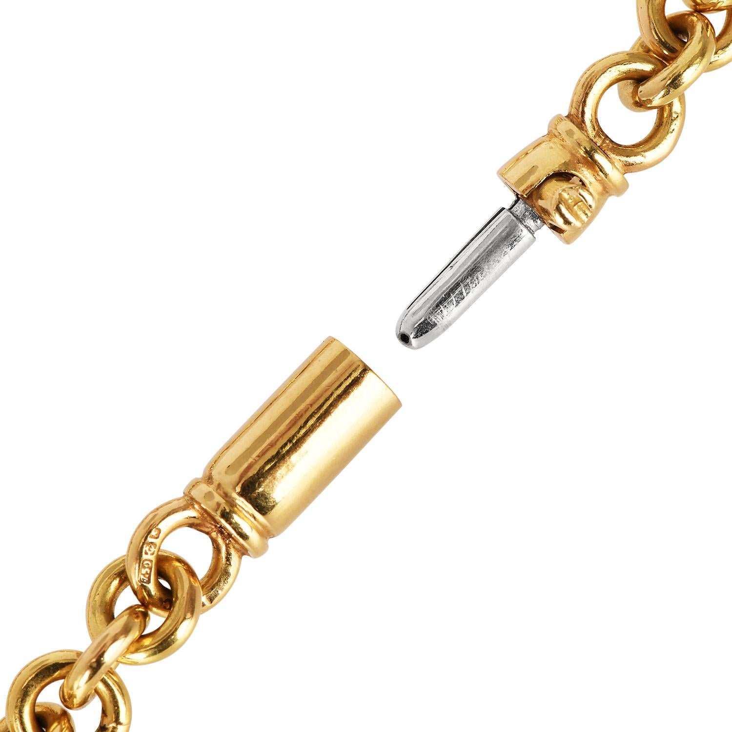 Garrard Co London 18K Gold Fleur De Lis Rolo Chain Necklace For Sale 3