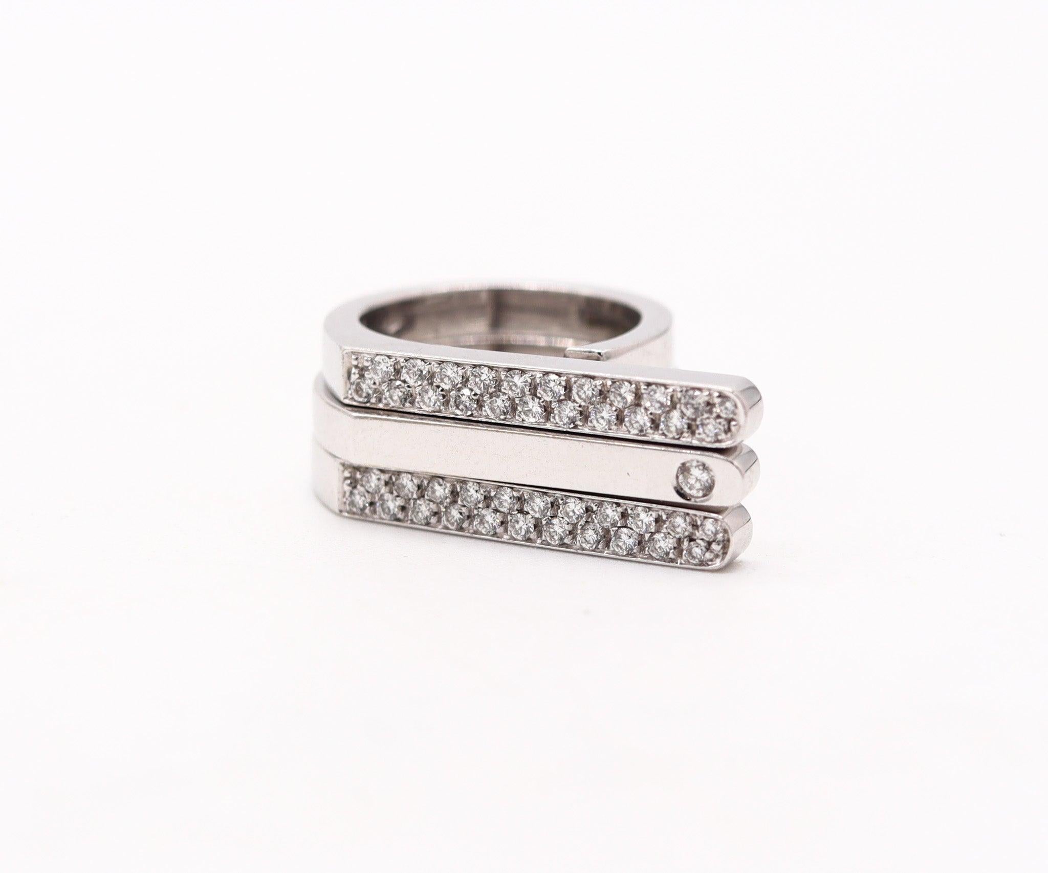 GARRARD & CO. London 2003 Skulpturaler Trio Ring 18Kt Weißgold und VS Diamanten im Angebot 2