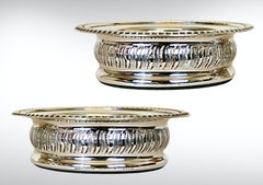 Garrard & Co London, Set of 2 Silver Plate on Copper Champagne Wine Coasters