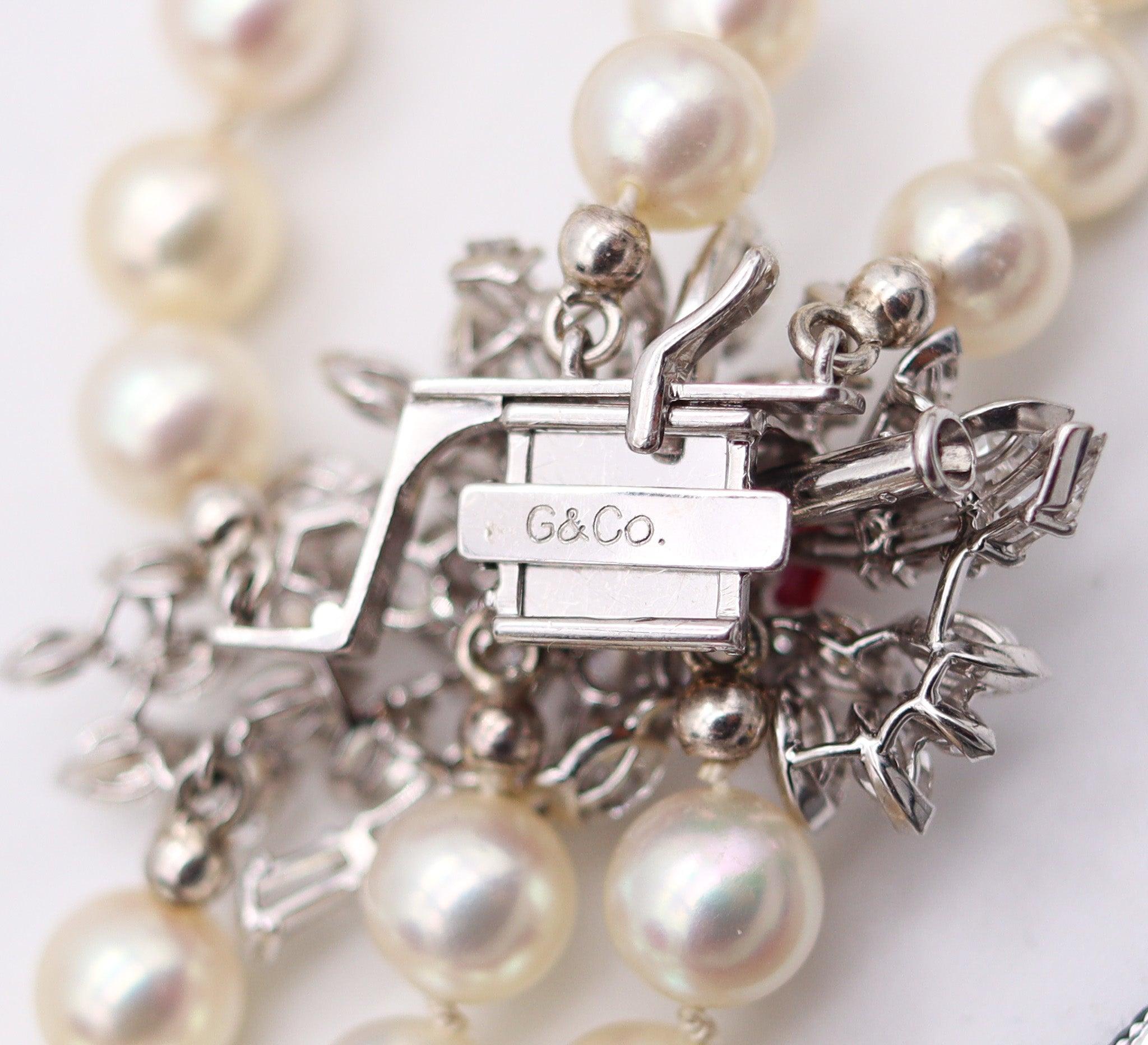 GARRARD & CO. Collier de perles en or 18Kt 7.42 cts en diamants et rubis birman GIA en vente 4