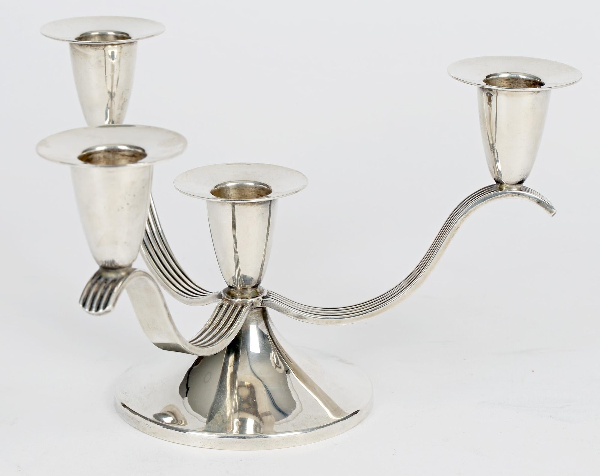 Garrard & Co Silver Four Sconce Three Branch Candelabra For Sale 3