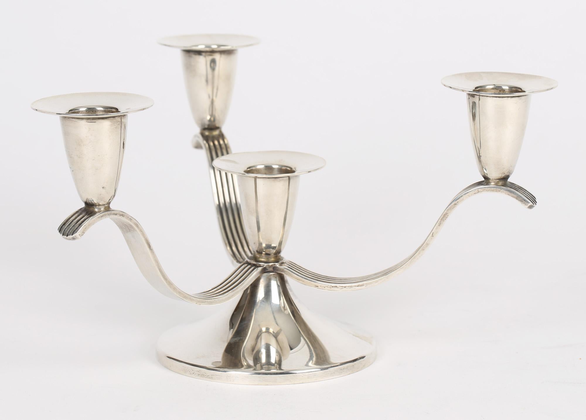 Garrard & Co Silver Four Sconce Three Branch Candelabra In Good Condition For Sale In Bishop's Stortford, Hertfordshire