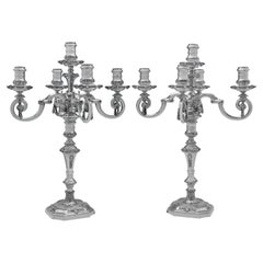 Antique Very large and impressive pair of Victorian silver candelabra - 1889 by Garrard