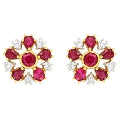 Garrard & Co Vintage 2.06ct Ruby and Diamond Earrings, c.1990s