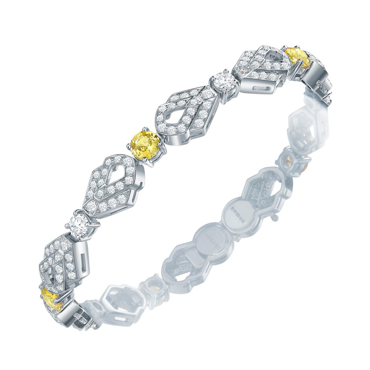 Garrard 'Daffodil' 18 Karat Gold White Diamond and Yellow Sapphire Bracelet For Sale