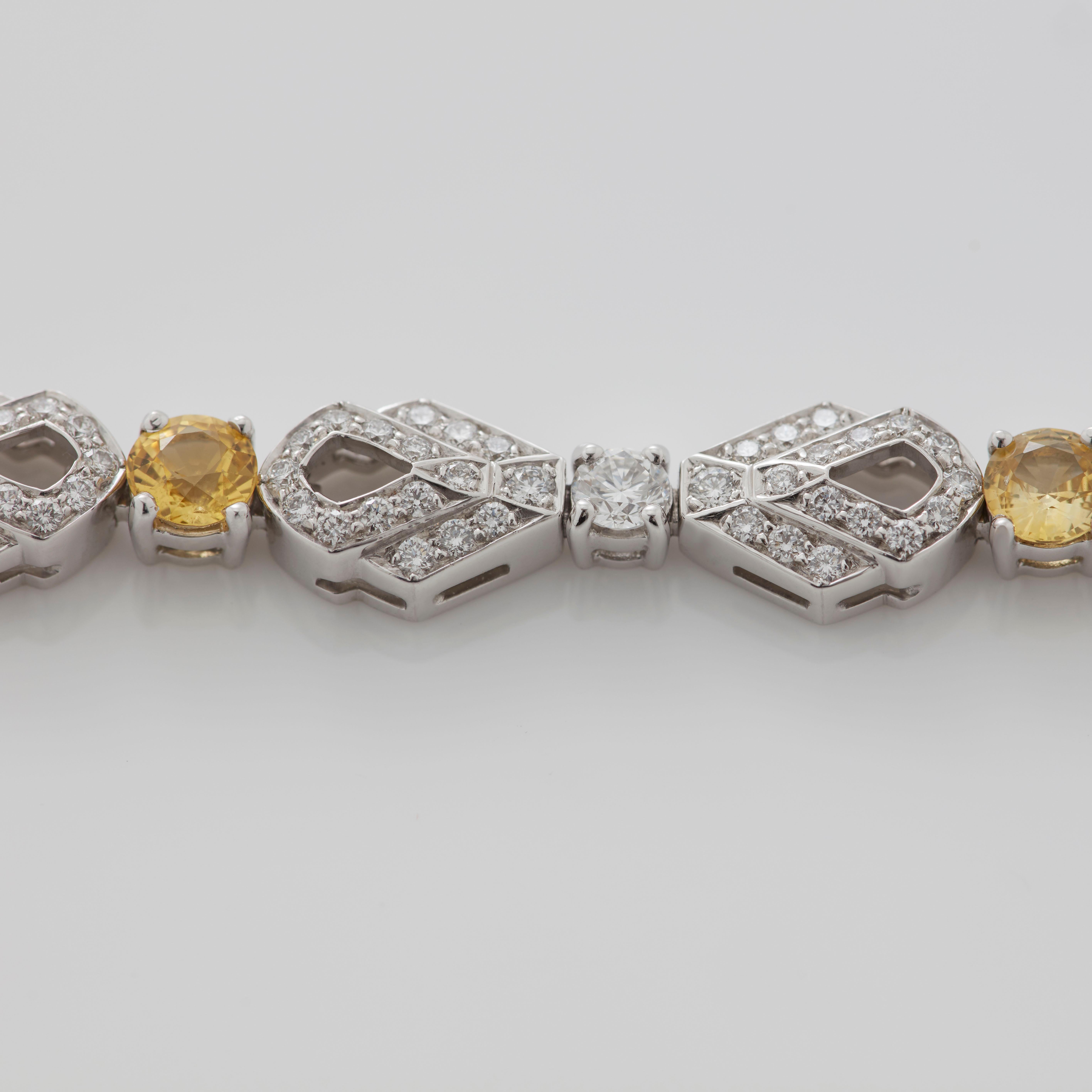 Garrard 'Daffodil' 18 Karat Gold White Diamond and Yellow Sapphire Bracelet For Sale 1