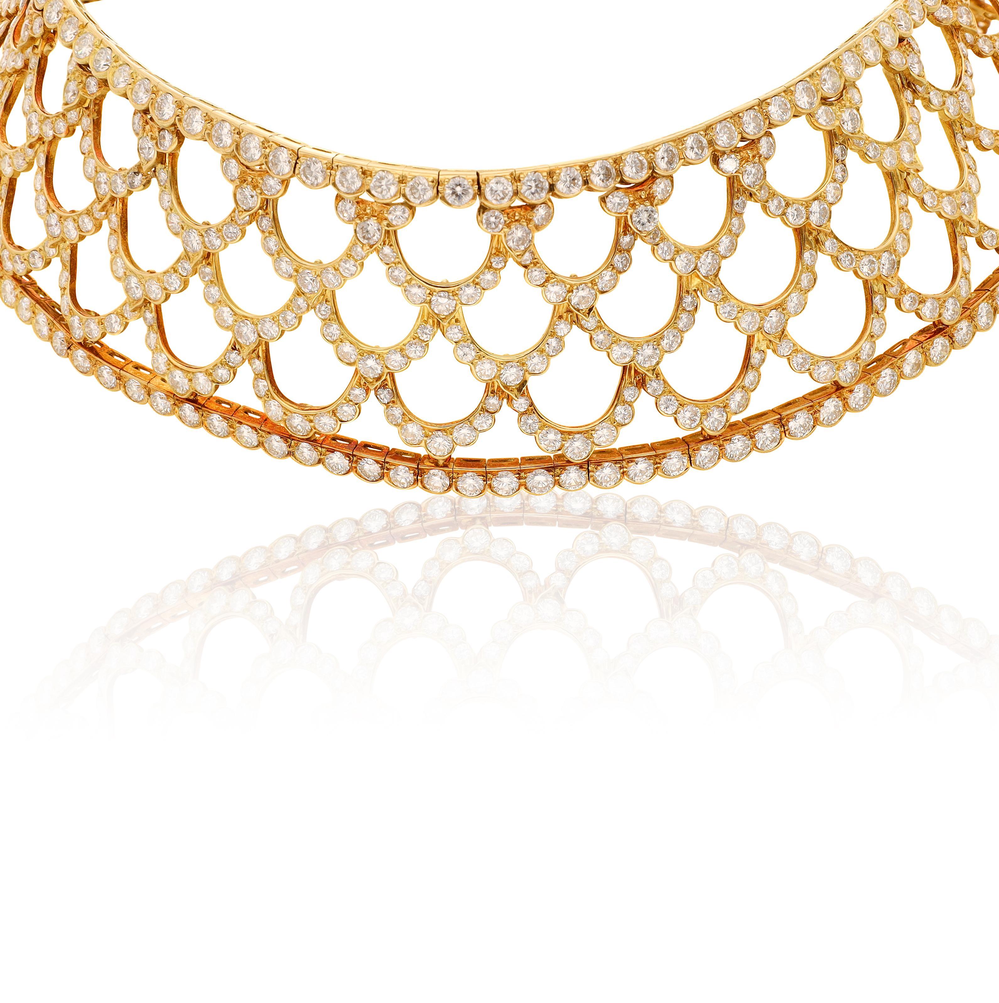 Round Cut GARRARD Diamond Cutaway Collar Necklace For Sale