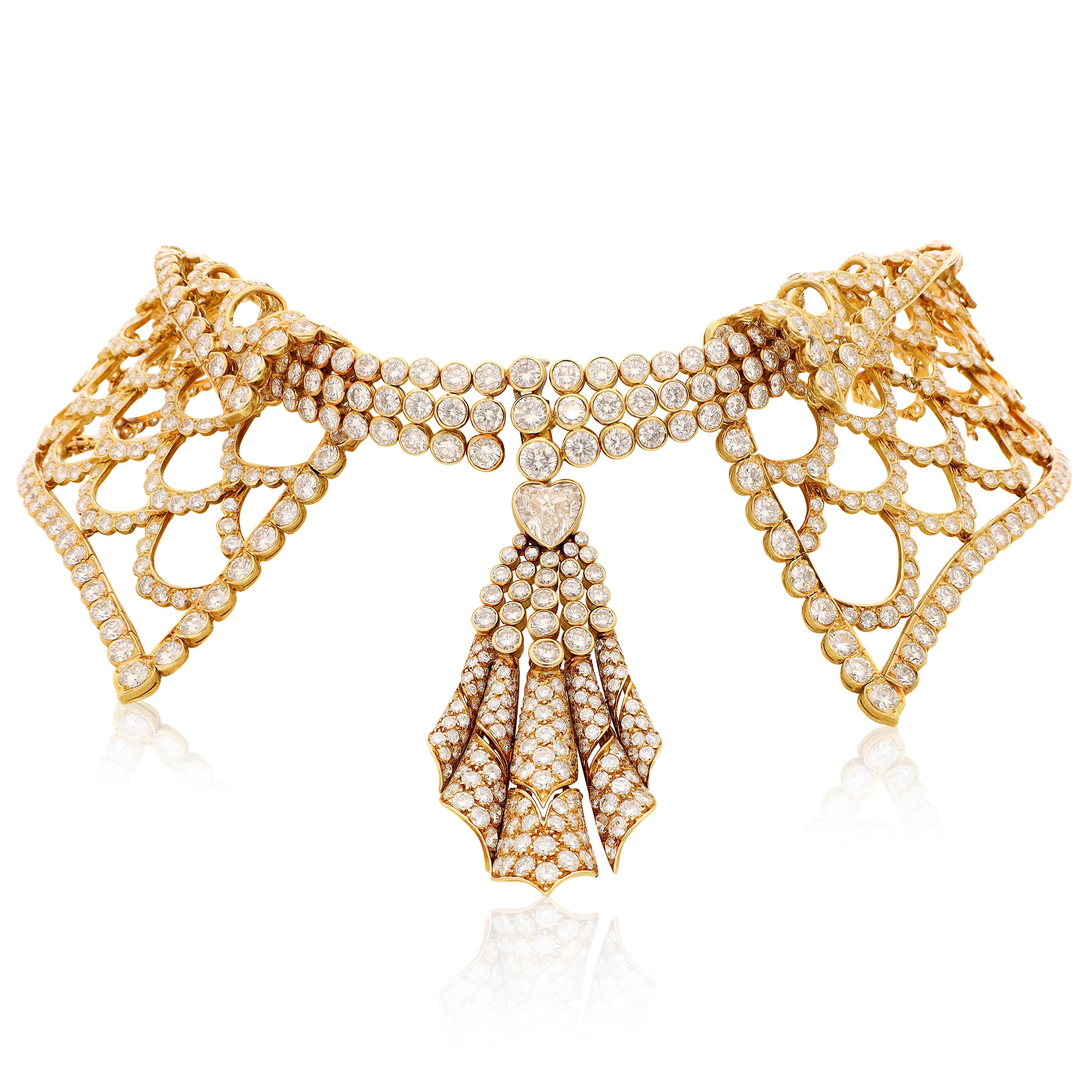 Women's or Men's GARRARD Diamond Cutaway Collar Necklace For Sale