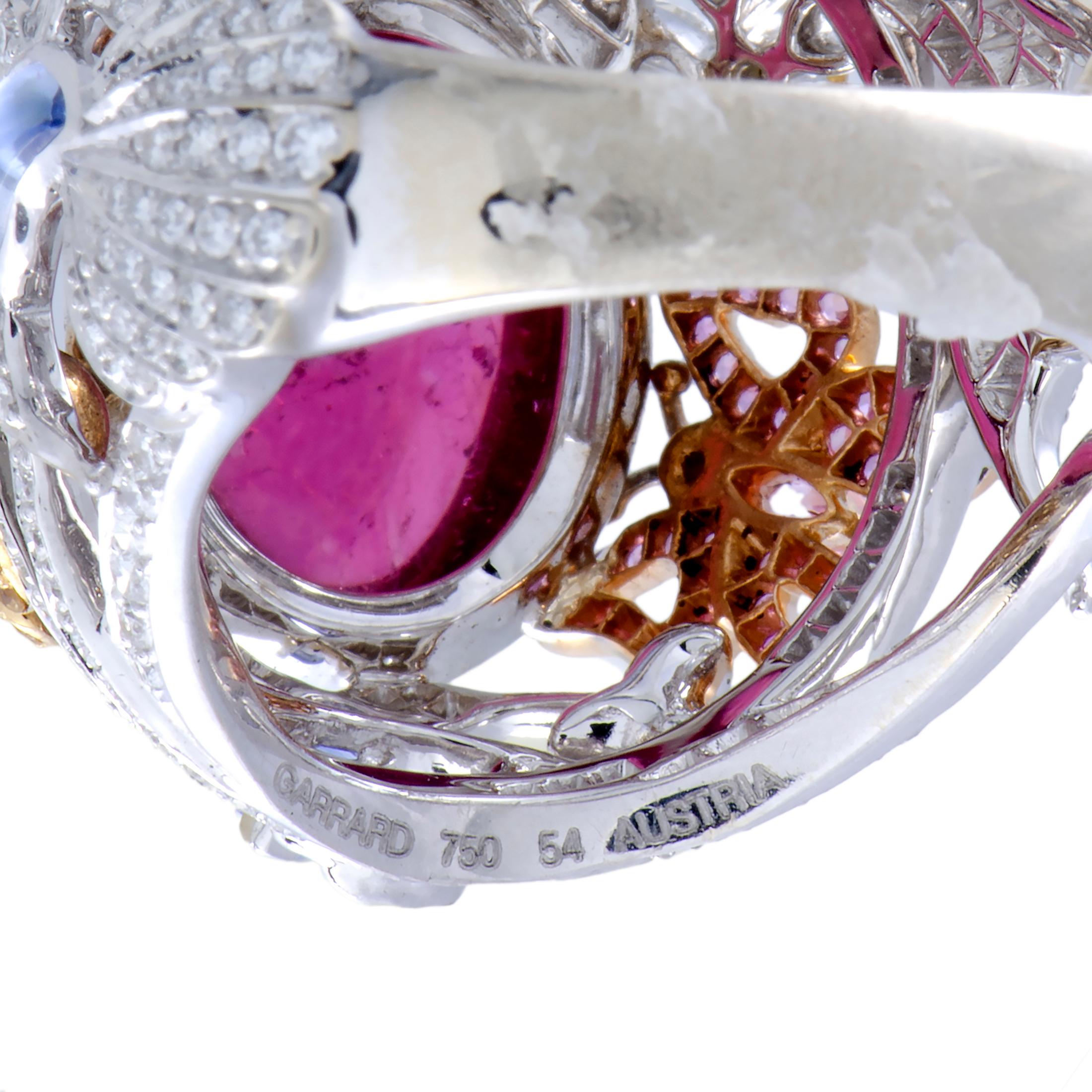 Garrard Diamond, Pink Tourmaline and Sapphire Yellow, White and Rose Gold Ring 2
