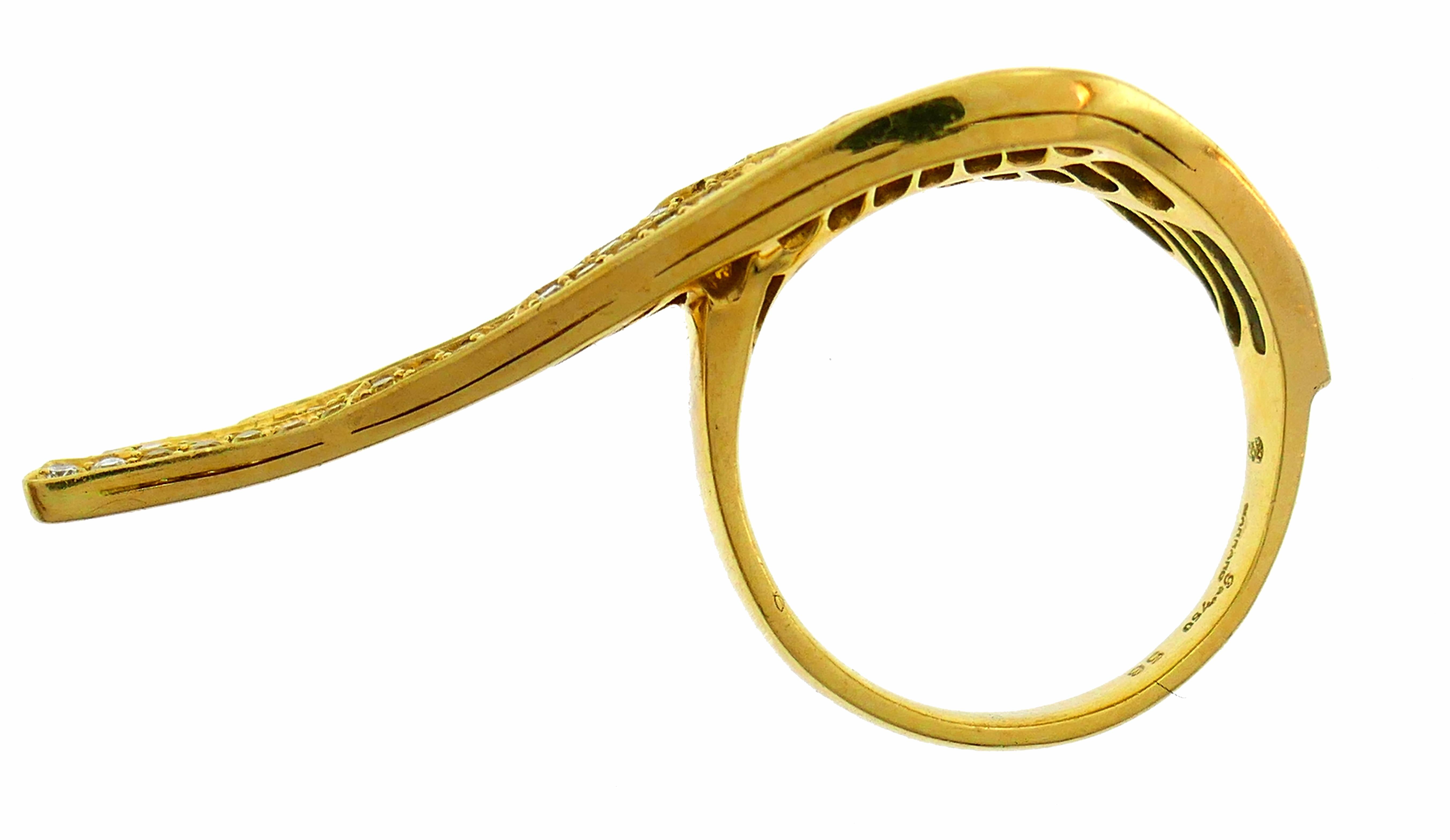 Vintage Garrard Diamond Yellow Sapphire Gold Wing Ring In Good Condition For Sale In Beverly Hills, CA