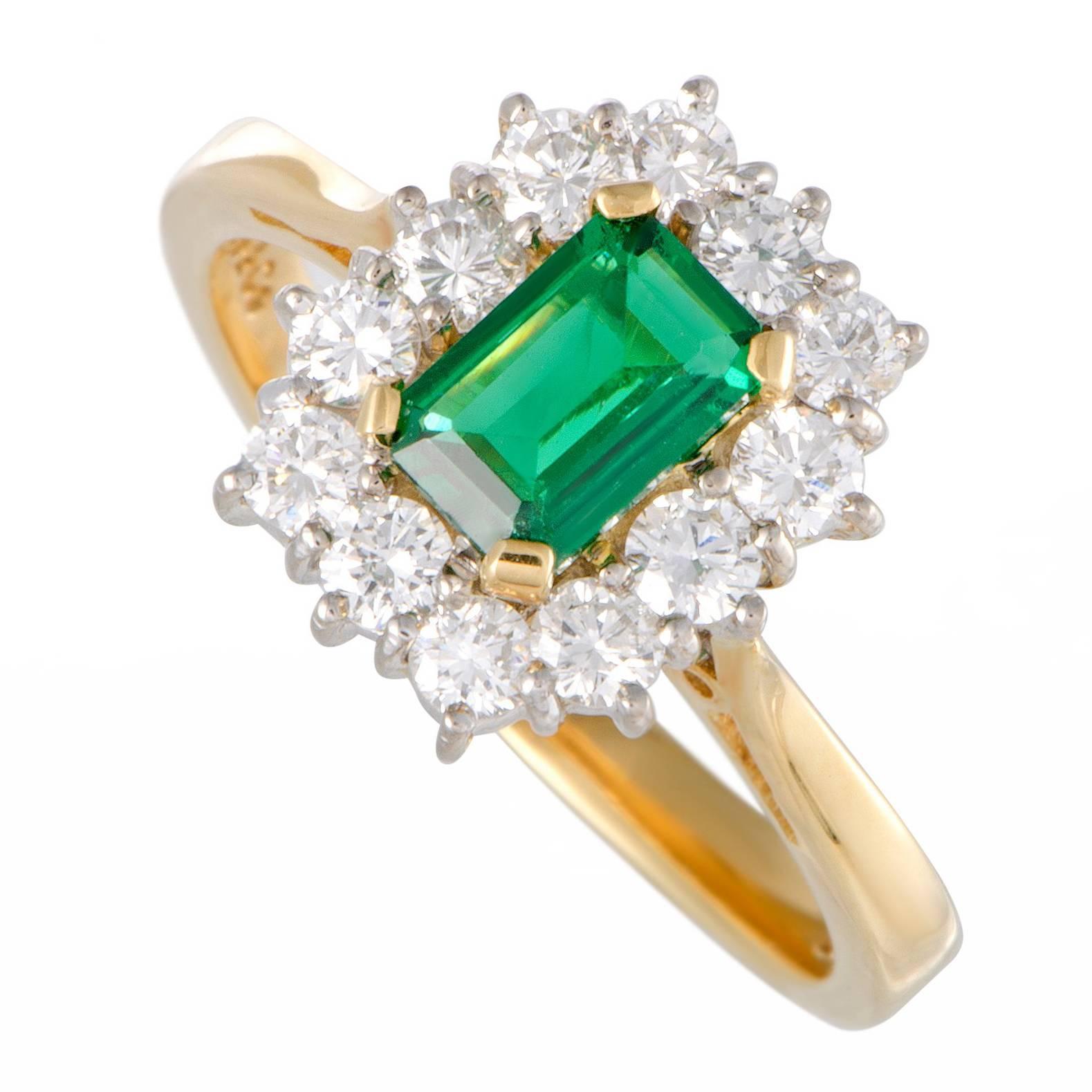 Garrard Emerald and Diamond Gold Cocktail Ring