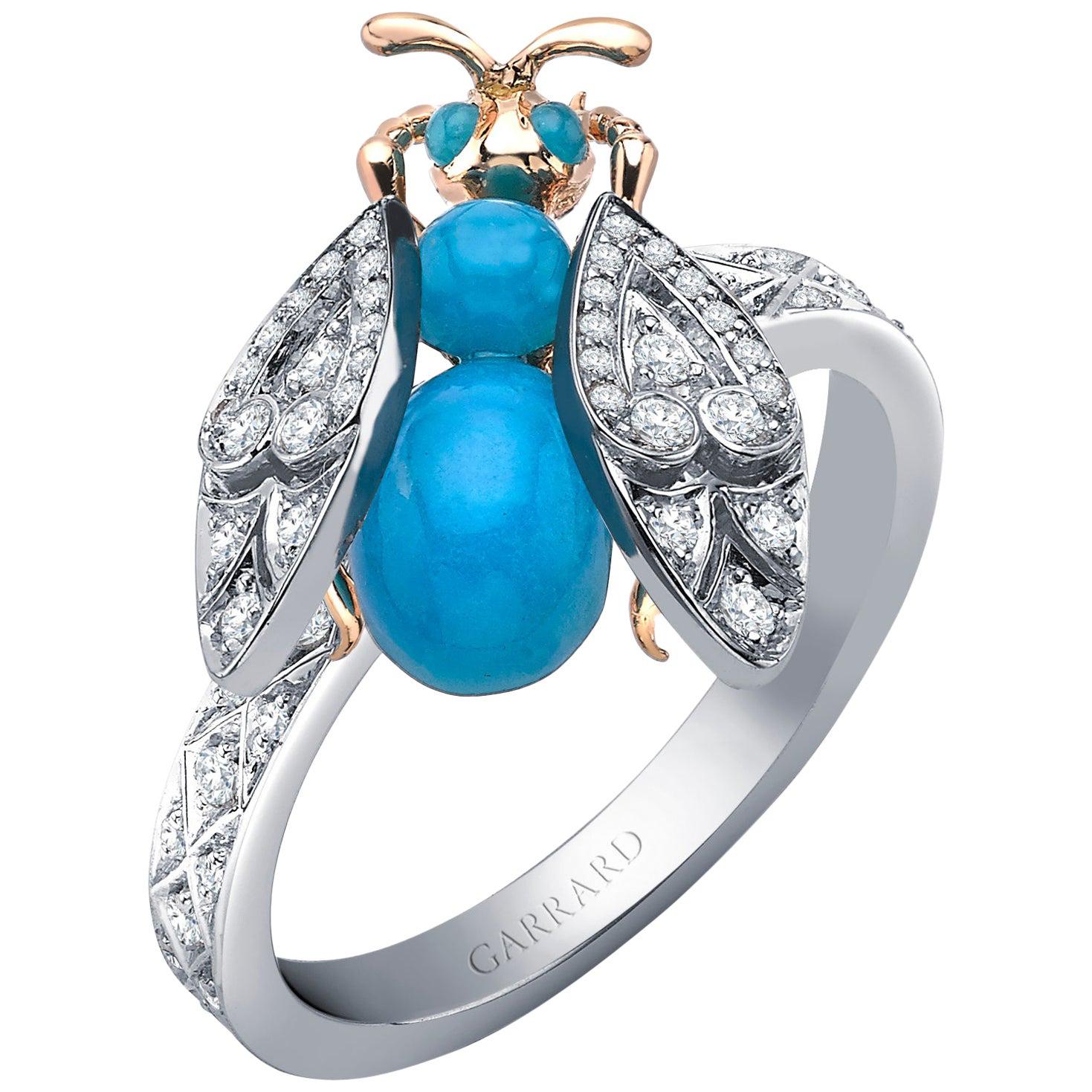 Garrard 'Enchanted Palace' 18 Karat Gold Diamond and Turquoise Cabachon Ring For Sale