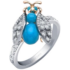 Garrard 'Enchanted Palace' 18 Karat Gold Diamond and Turquoise Cabachon Ring
