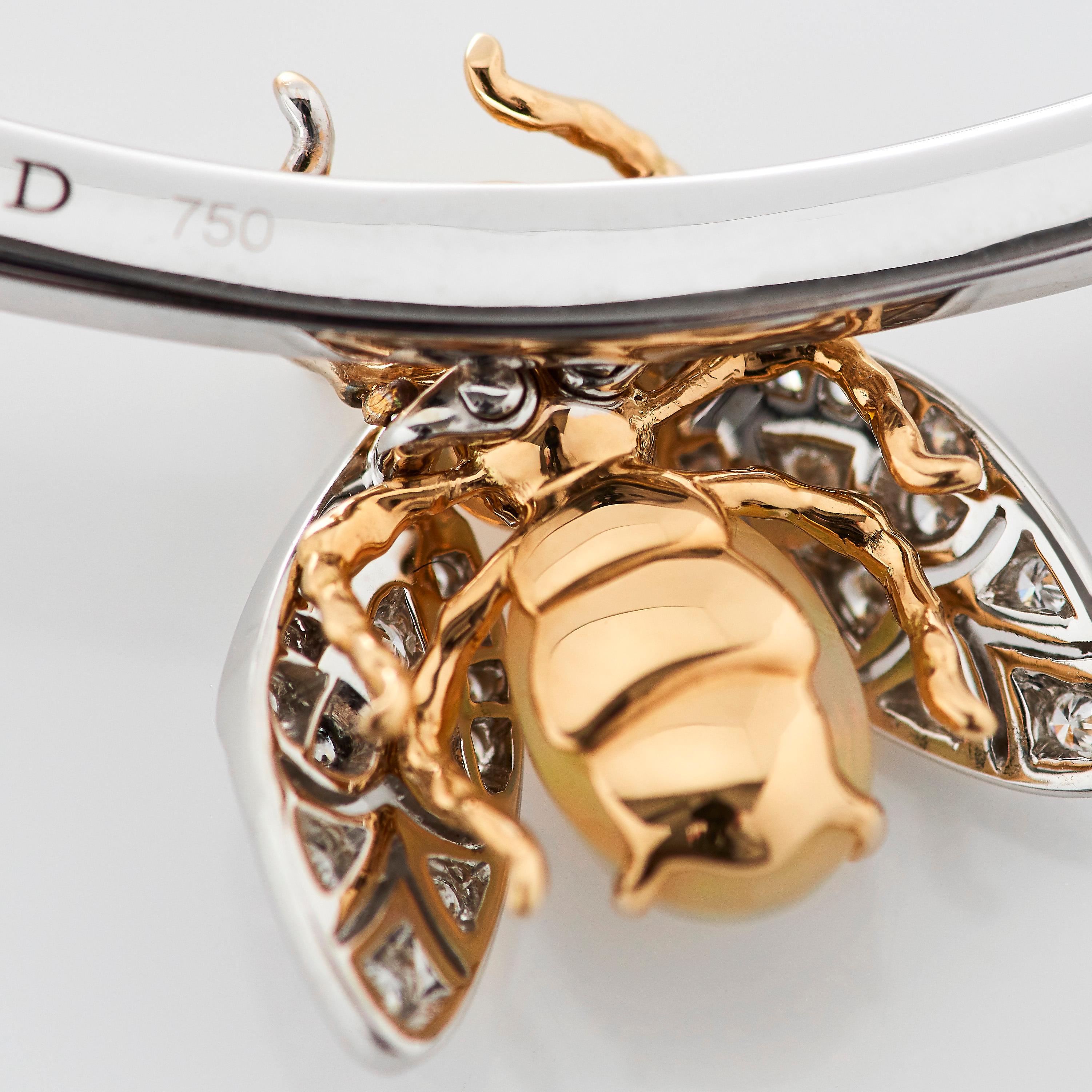 Garrard 'Enchanted Palace' 18 Karat White Gold White Diamond Opal Bug Pendant For Sale 2
