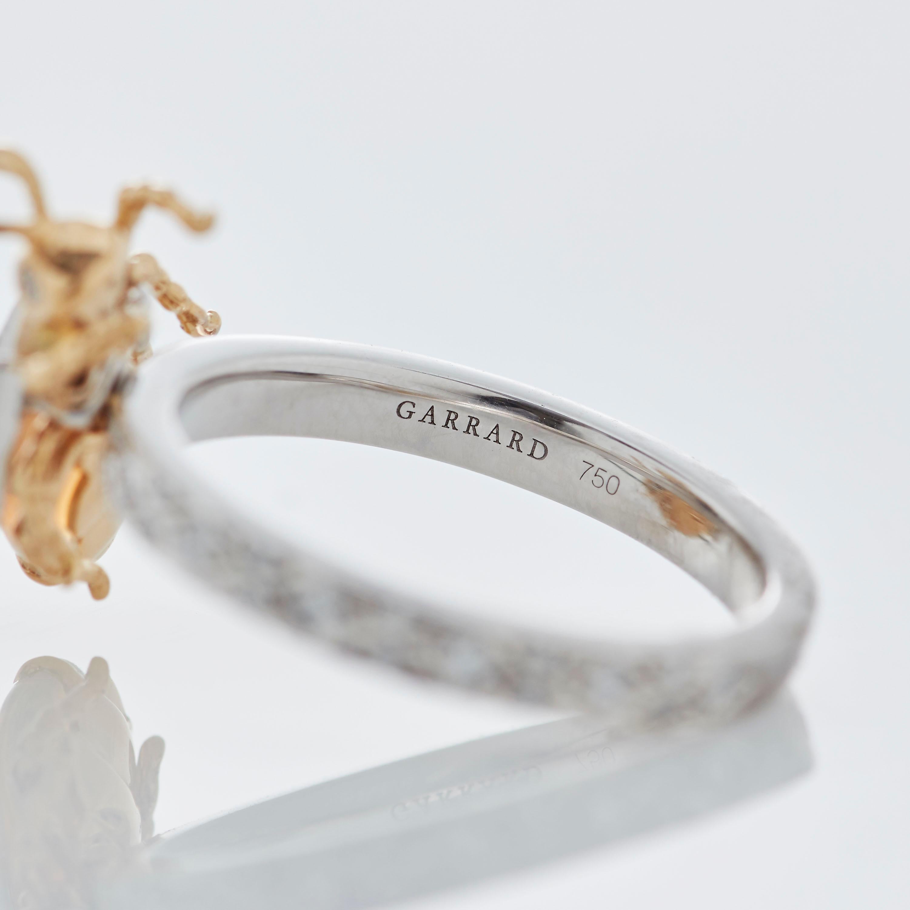 Modern Garrard 'Enchanted Palace' 18 Karat White Gold White Diamond Opal Bug Ring For Sale