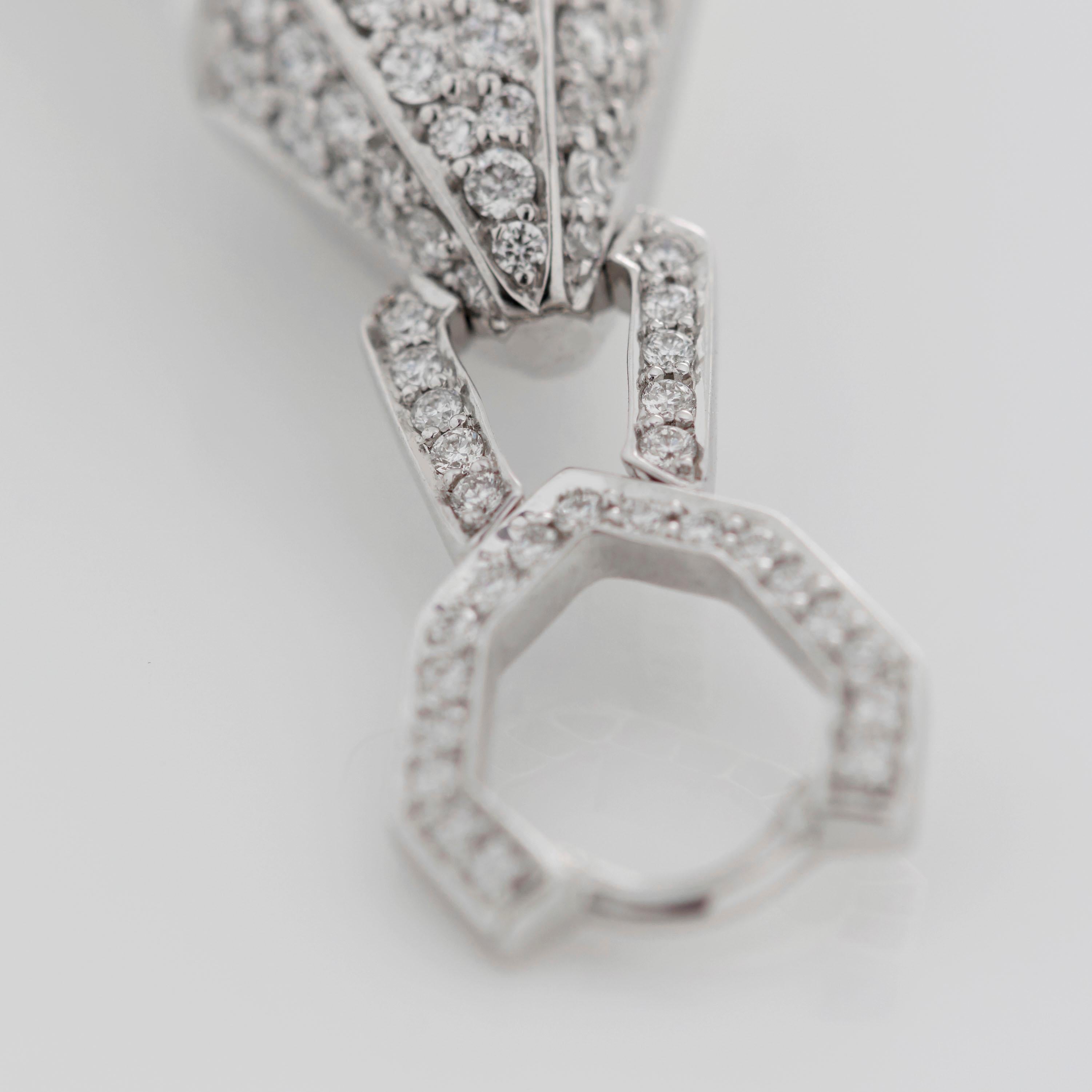 Garrard 'Enchanted Palace' White Gold White Diamond White Pearl Tassel Earrings For Sale 3