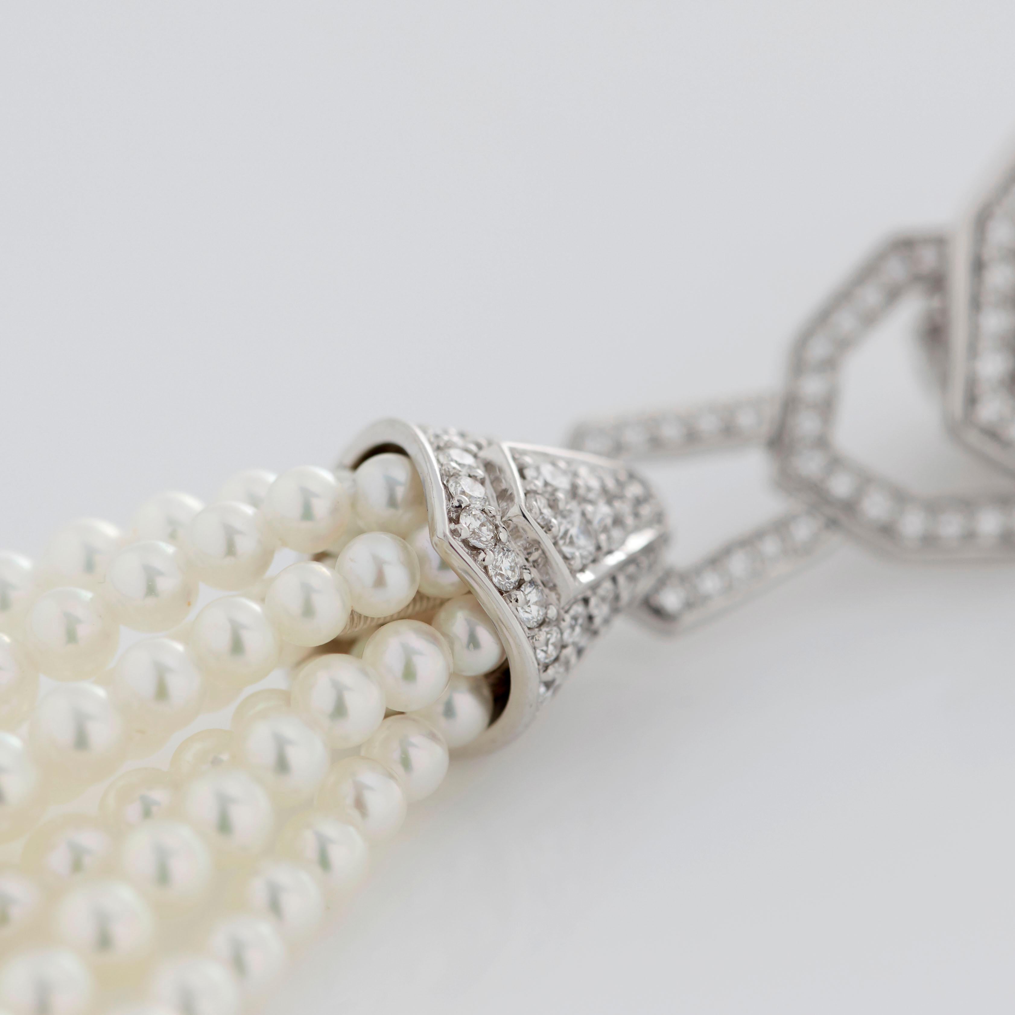 Garrard 'Enchanted Palace' White Gold White Diamond White Pearl Tassel Earrings For Sale 4
