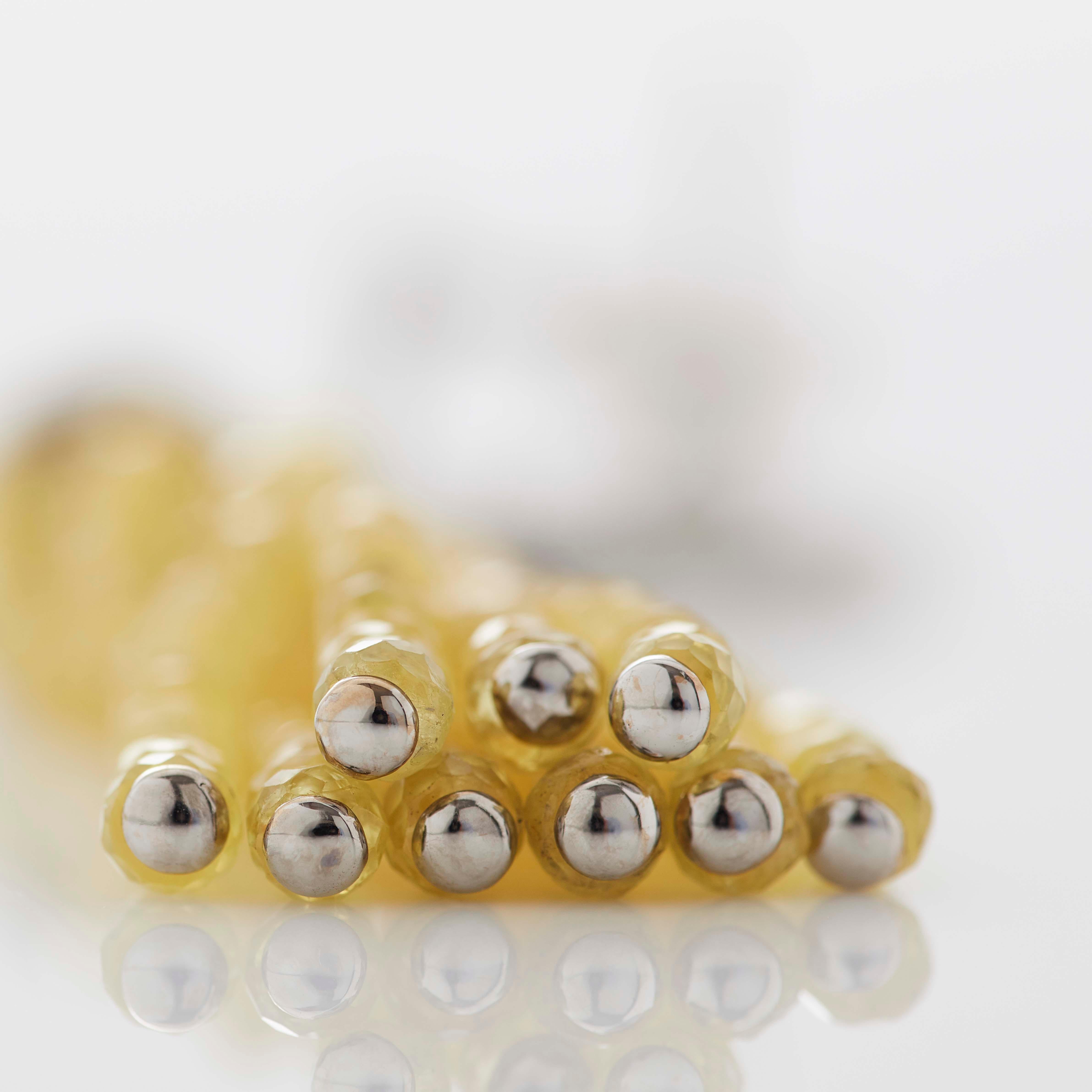 Garrard 'Entanglement' 18 Karat Gold White Diamond Yellow Sapphire Earrings 2