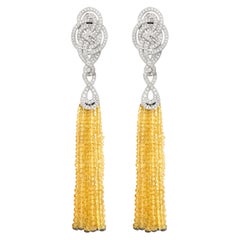 Garrard 'Entanglement' 18 Karat Gold White Diamond Yellow Sapphire Earrings
