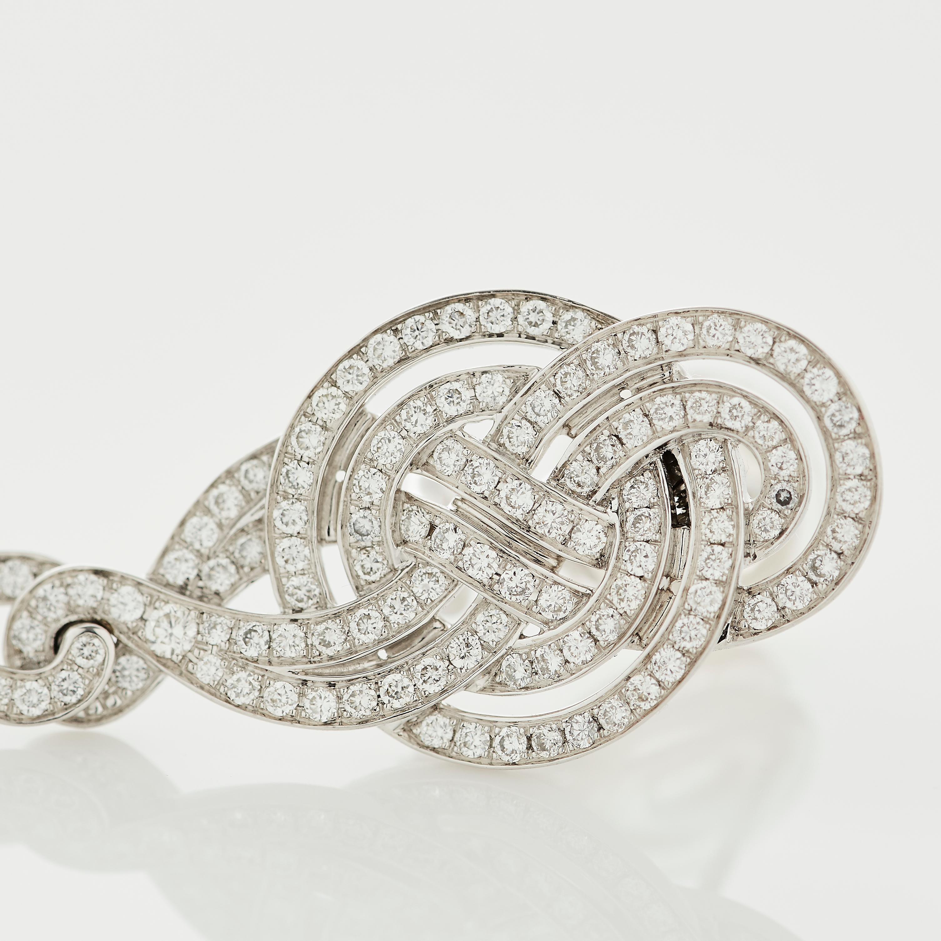 Garrard Entanglement White Gold and White Diamond Tassel Pearl Drop Earrings For Sale 3
