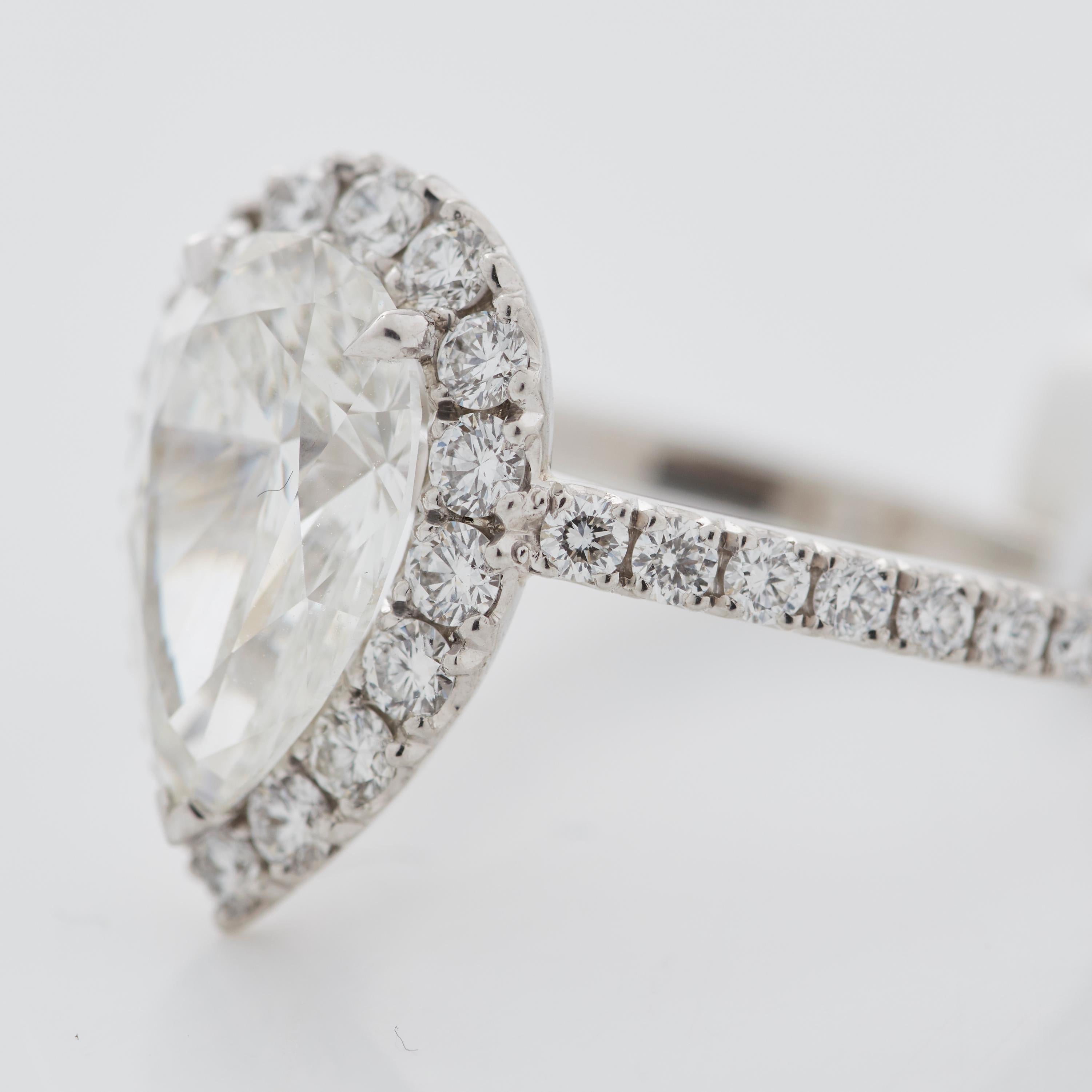 Pear Cut Garrard 'Evermore' Platinum GIA Certified 3.01ct Pearshape White Diamond Ring For Sale