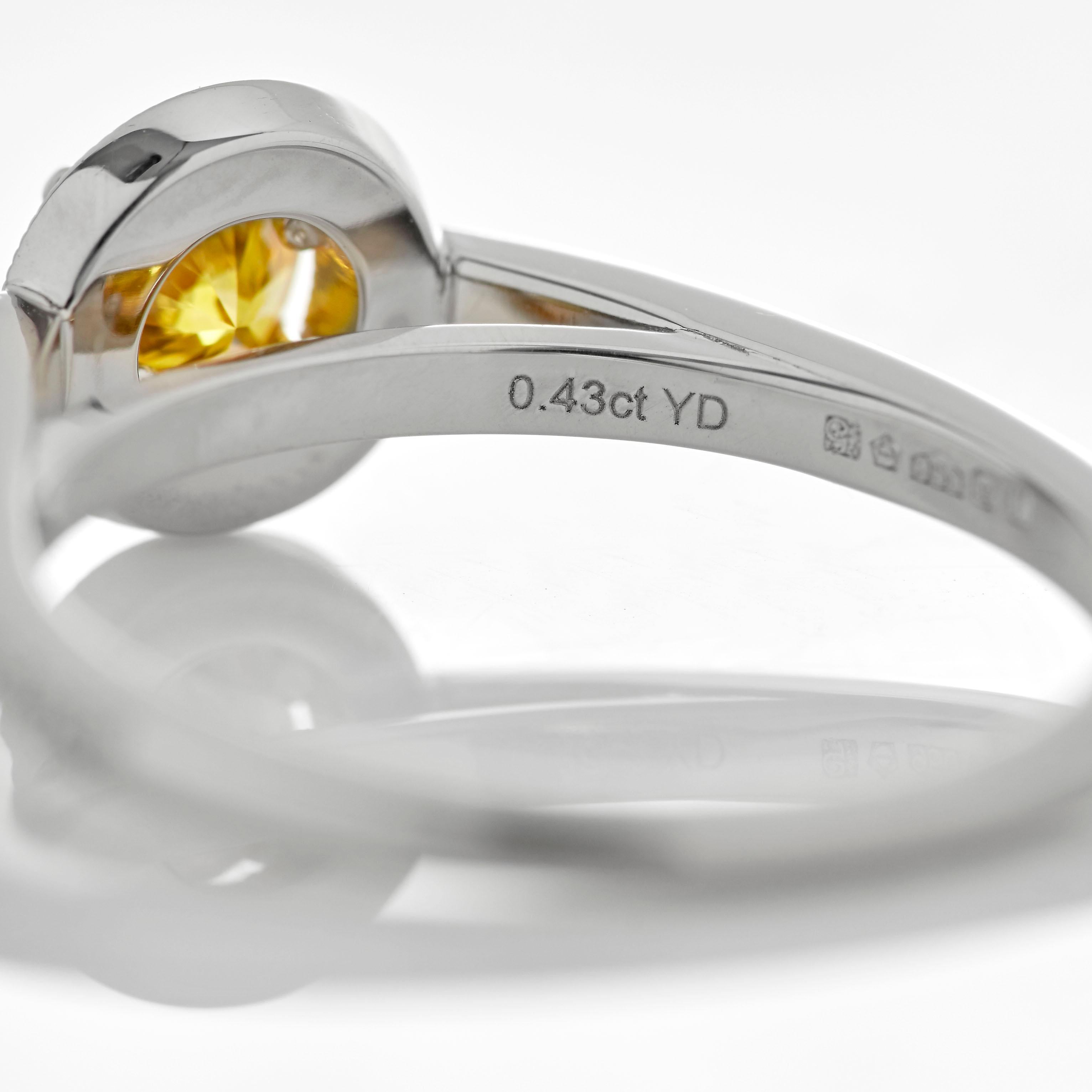 Garrard 'Evermore' Platinum GIA Certified Round Yellow and White Diamond Ring For Sale 3