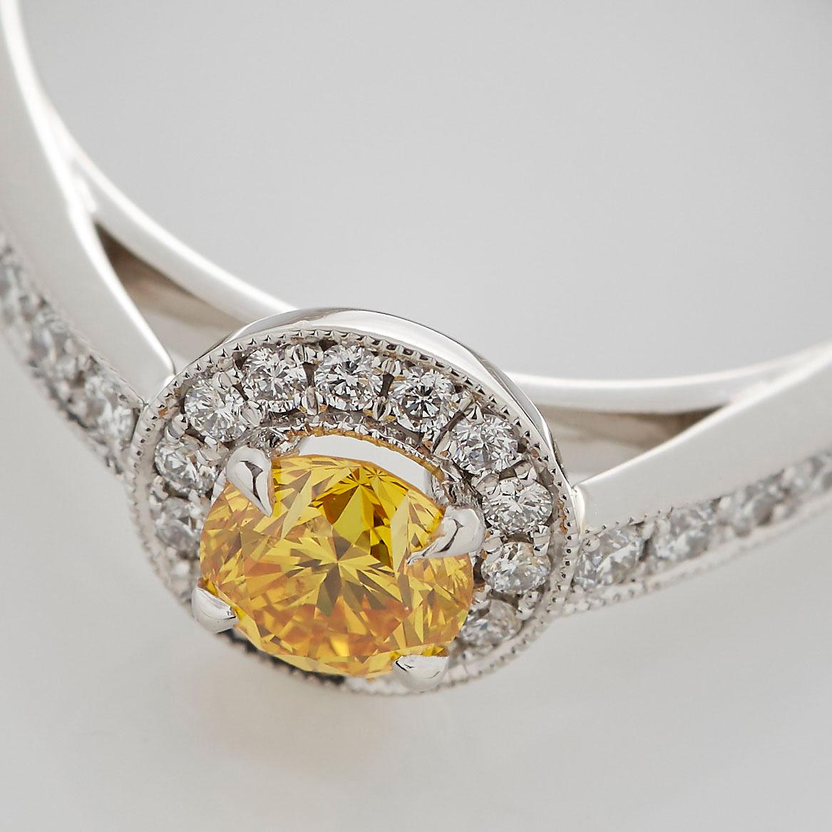 Round Cut Garrard 'Evermore' Platinum GIA Certified Round Yellow and White Diamond Ring For Sale