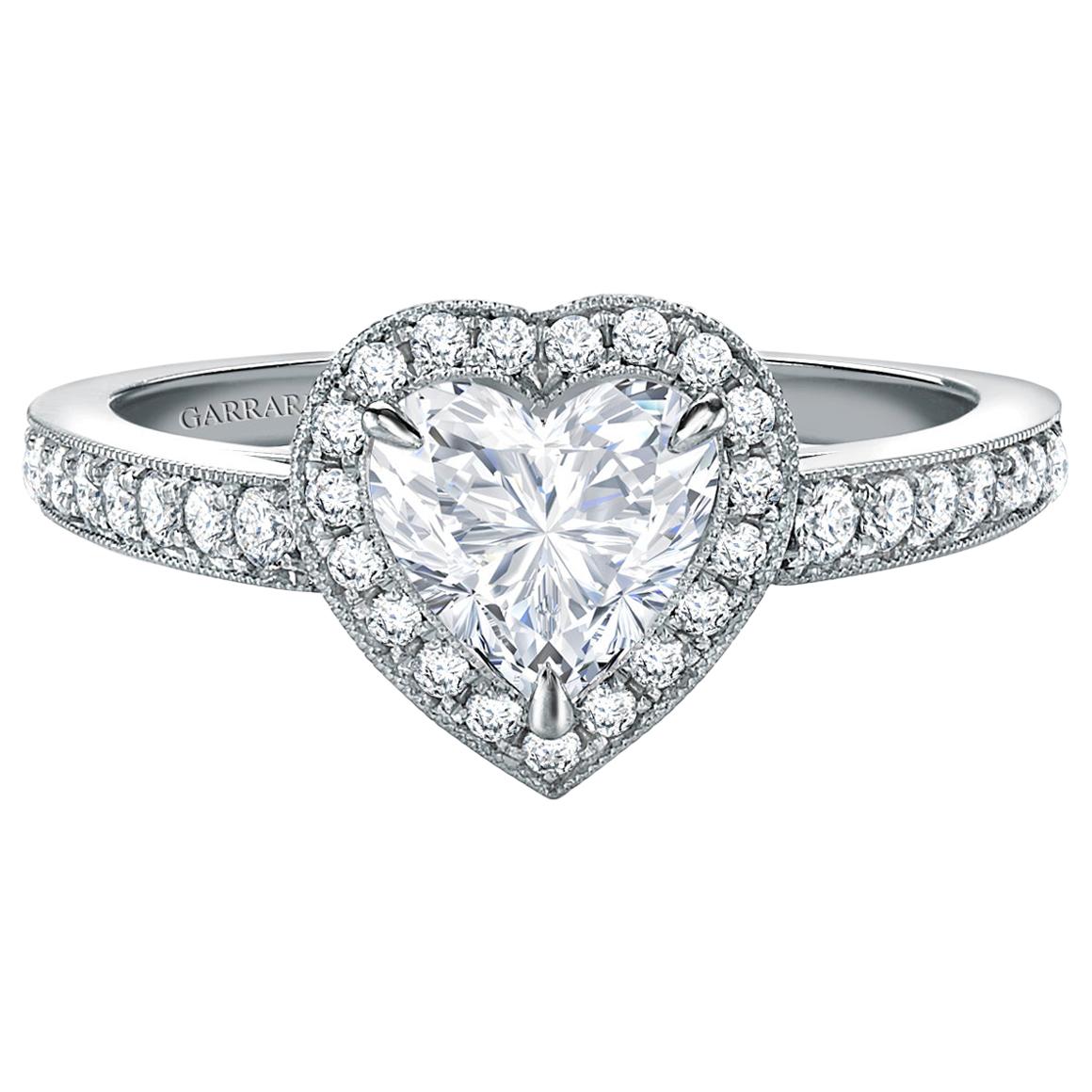 Garrard 'Evermore' Platinum Heart Shape White Diamond Bridal Ring For Sale